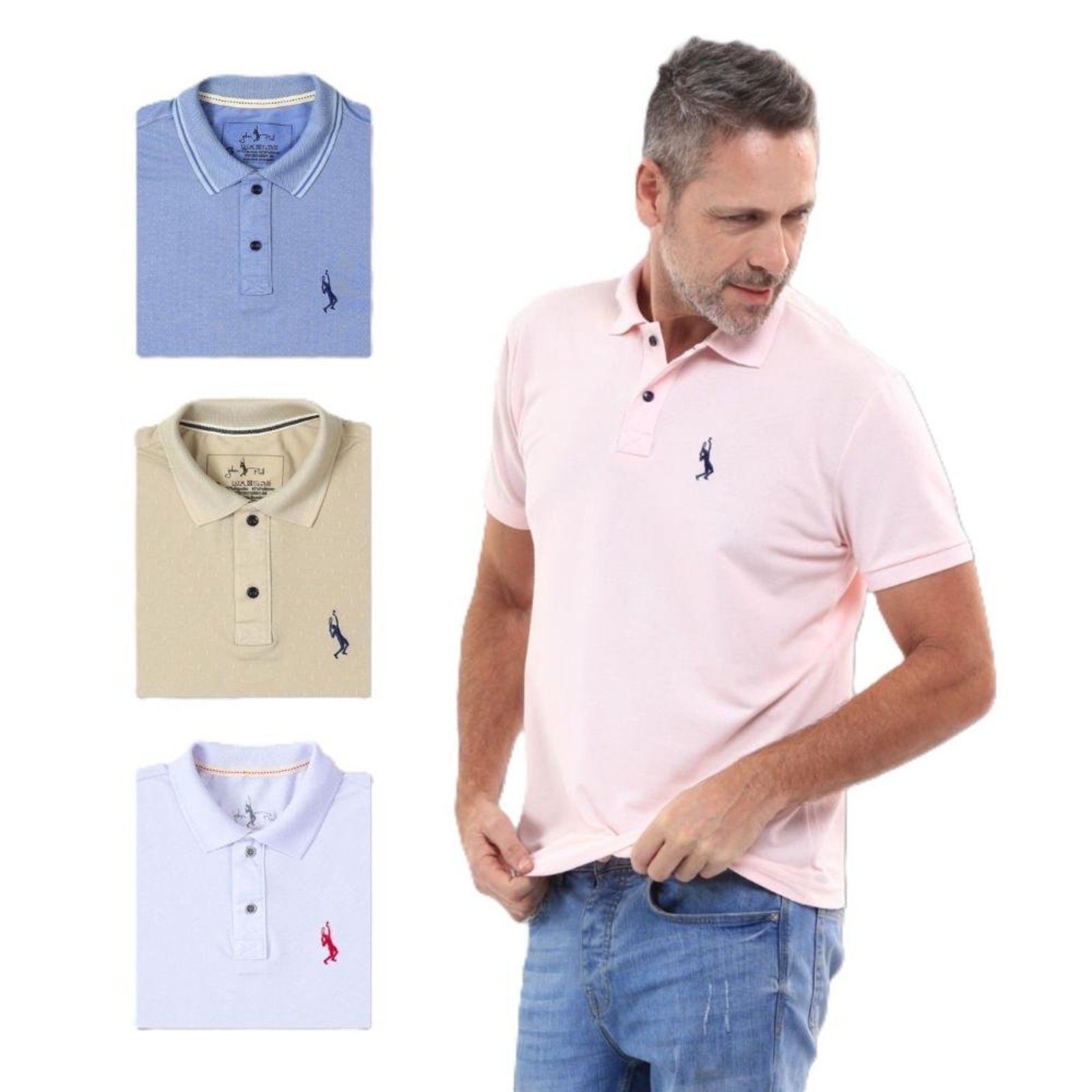Kit 4 Camisa Polo Lisa Casual Elegante Ocasiões
