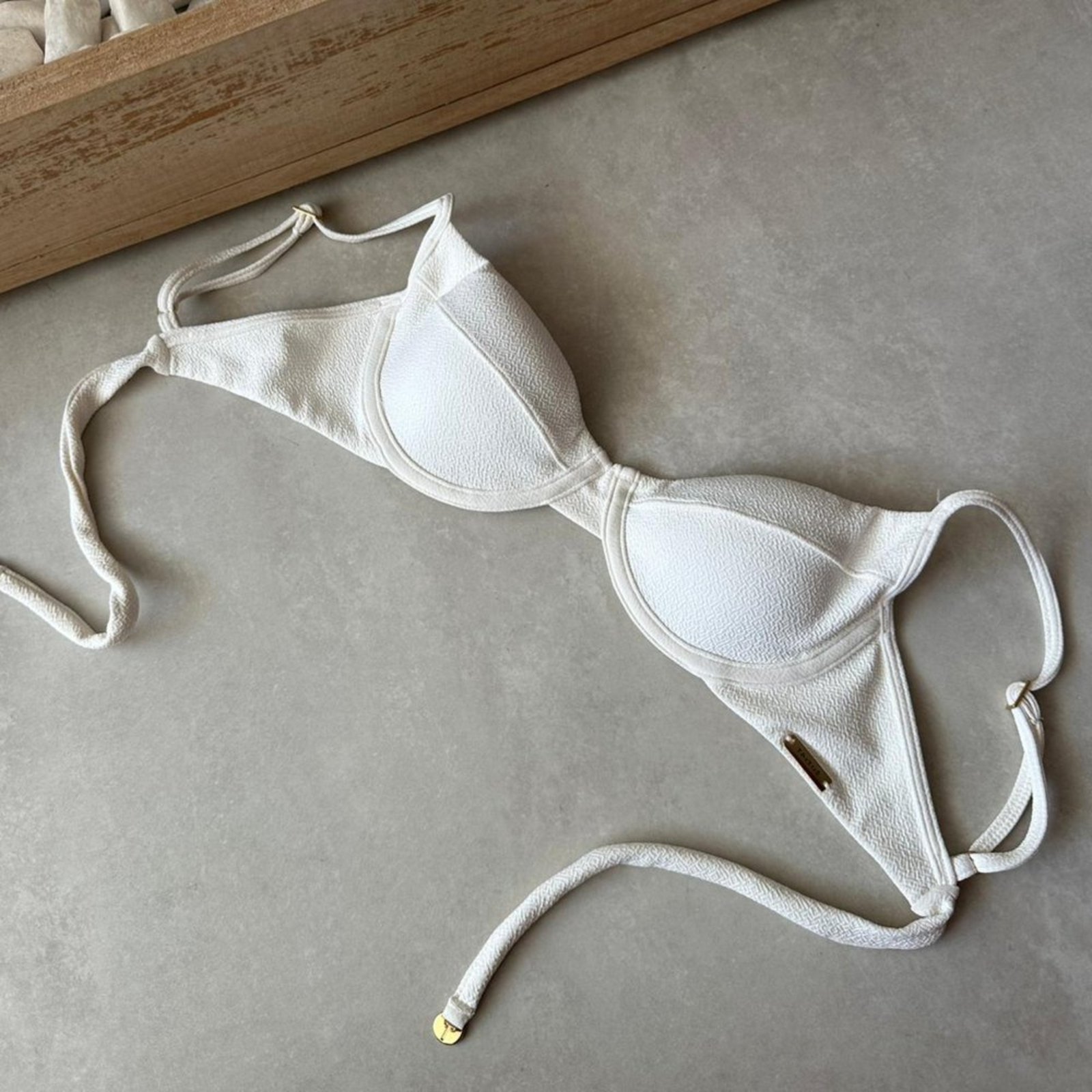 Top Biquini Avulso Phoenix Meia Taça Alça Regulável Vanilla Off White Trituê