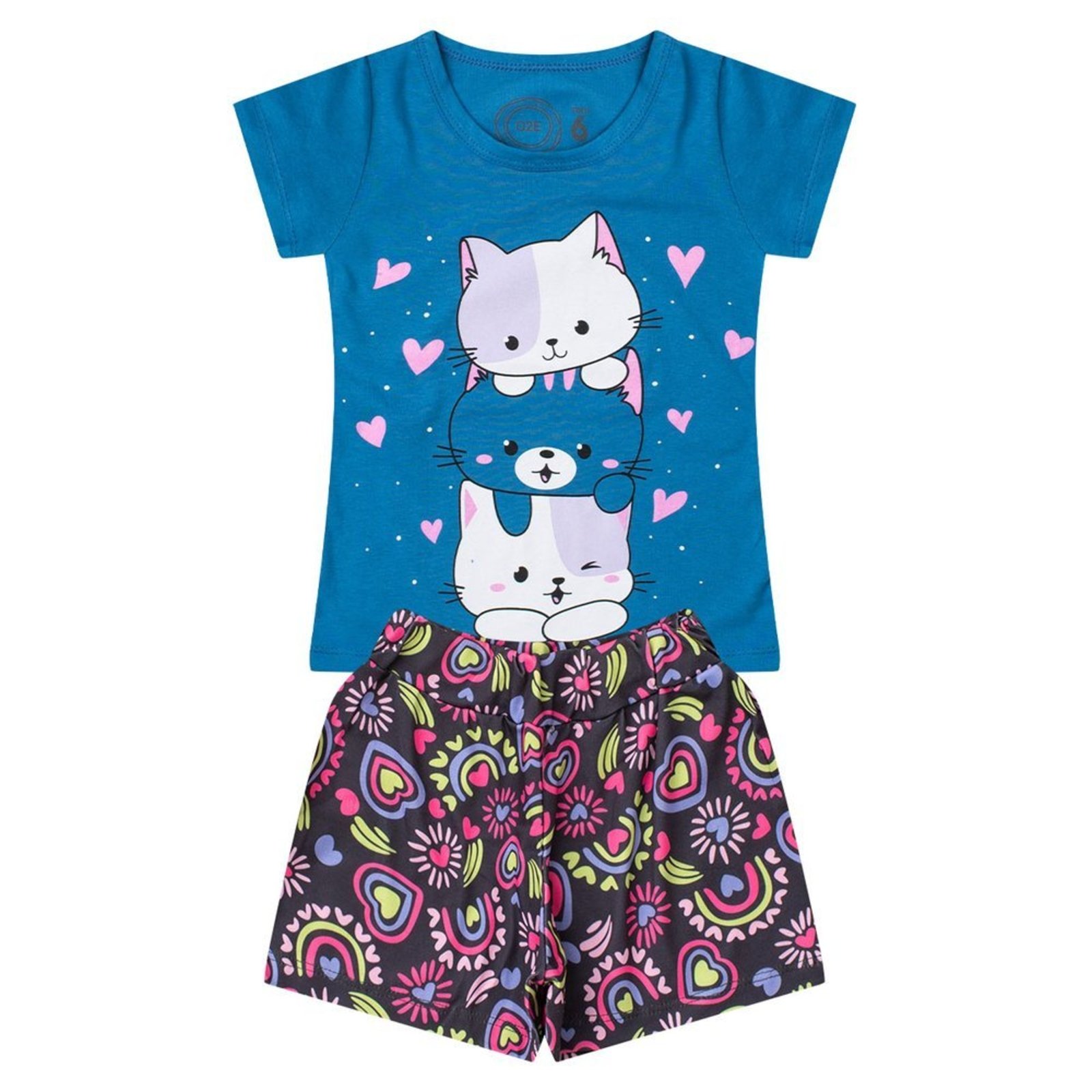 Infantil - Conjunto Menina Gatinho Verão