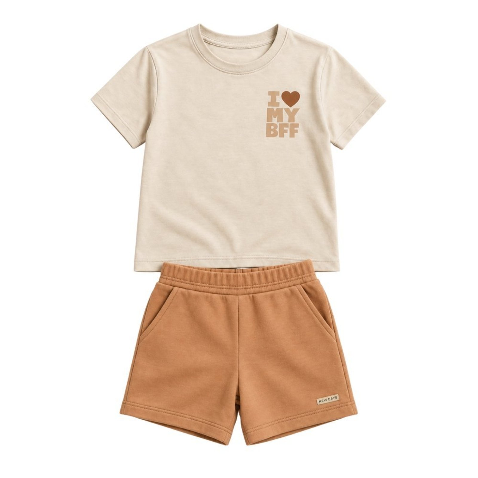 Infantil - Conjunto Menina Blusa Meia Malha Bermuda Moletinho Eco