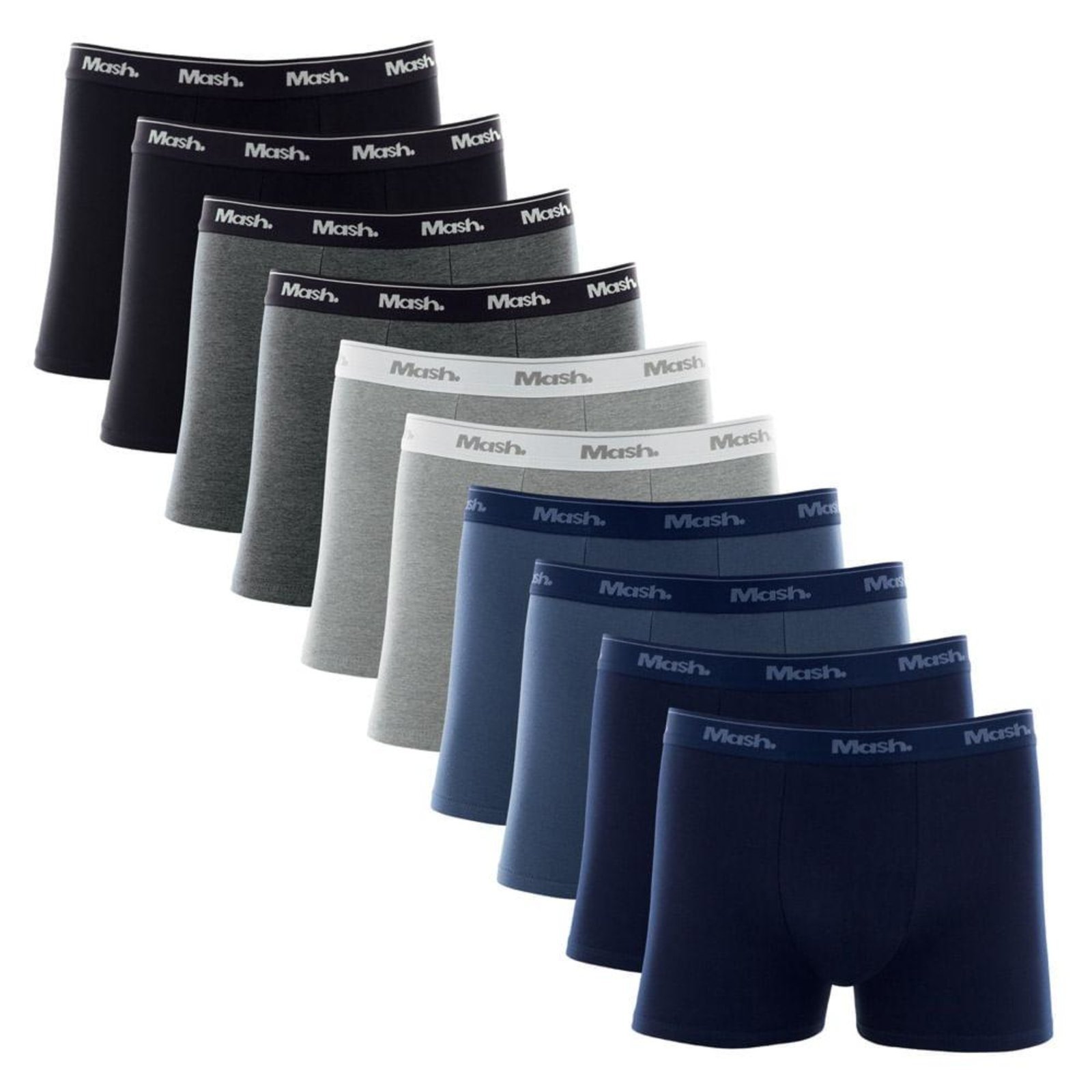 Kit Cueca Boxer Mash 10 Peças Masculina Algodão Elástico Sortido M