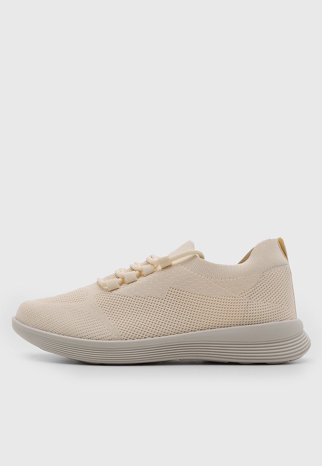 Tênis Feminino Usaflex Knit Cadarço Bege