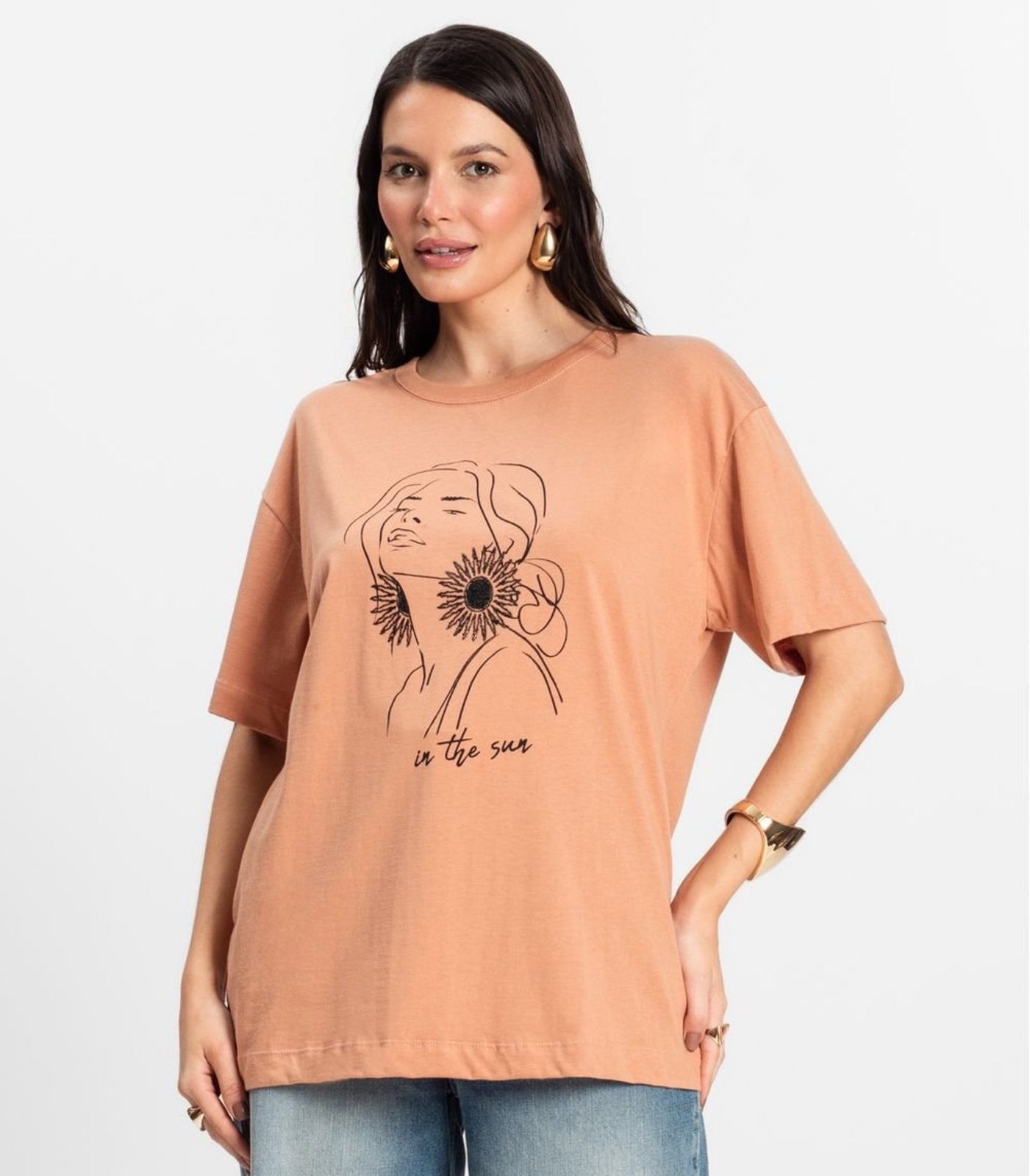 Vista 3 Blusa Feminina Manga Curta em Meia Malha Rovitex marrom Rovitex marrom