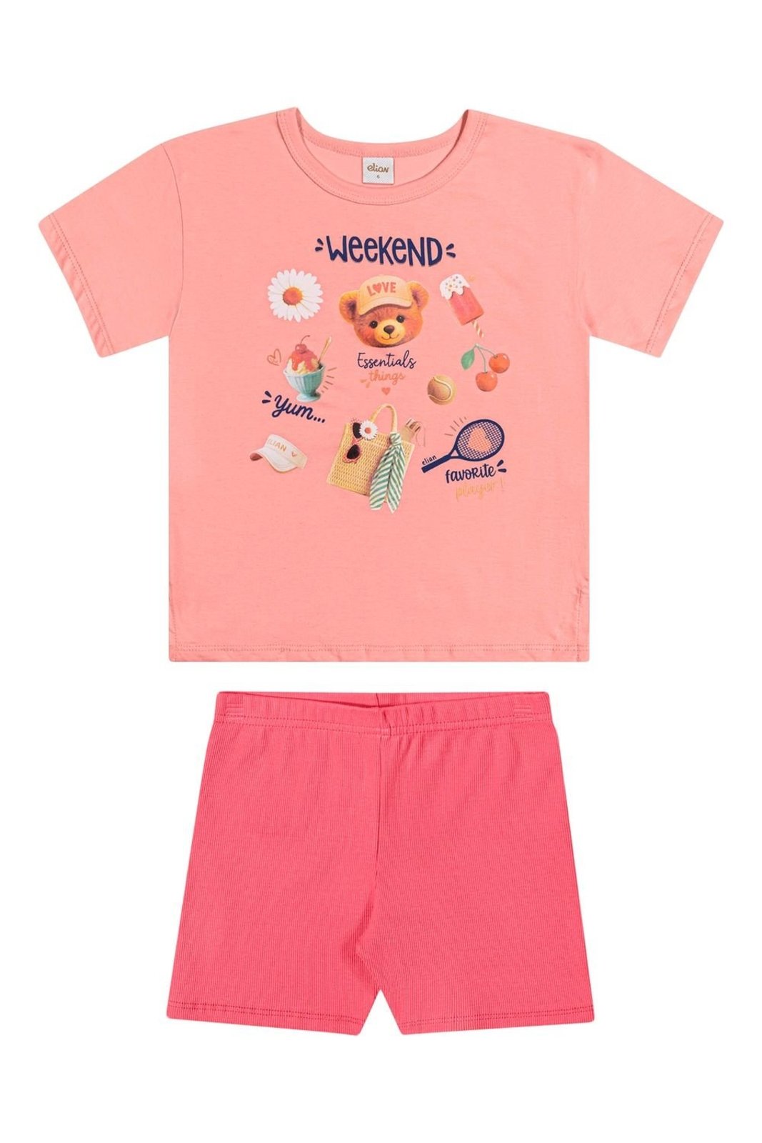 Infantil - Conjunto Curto Menina Alongado Elian Rosa