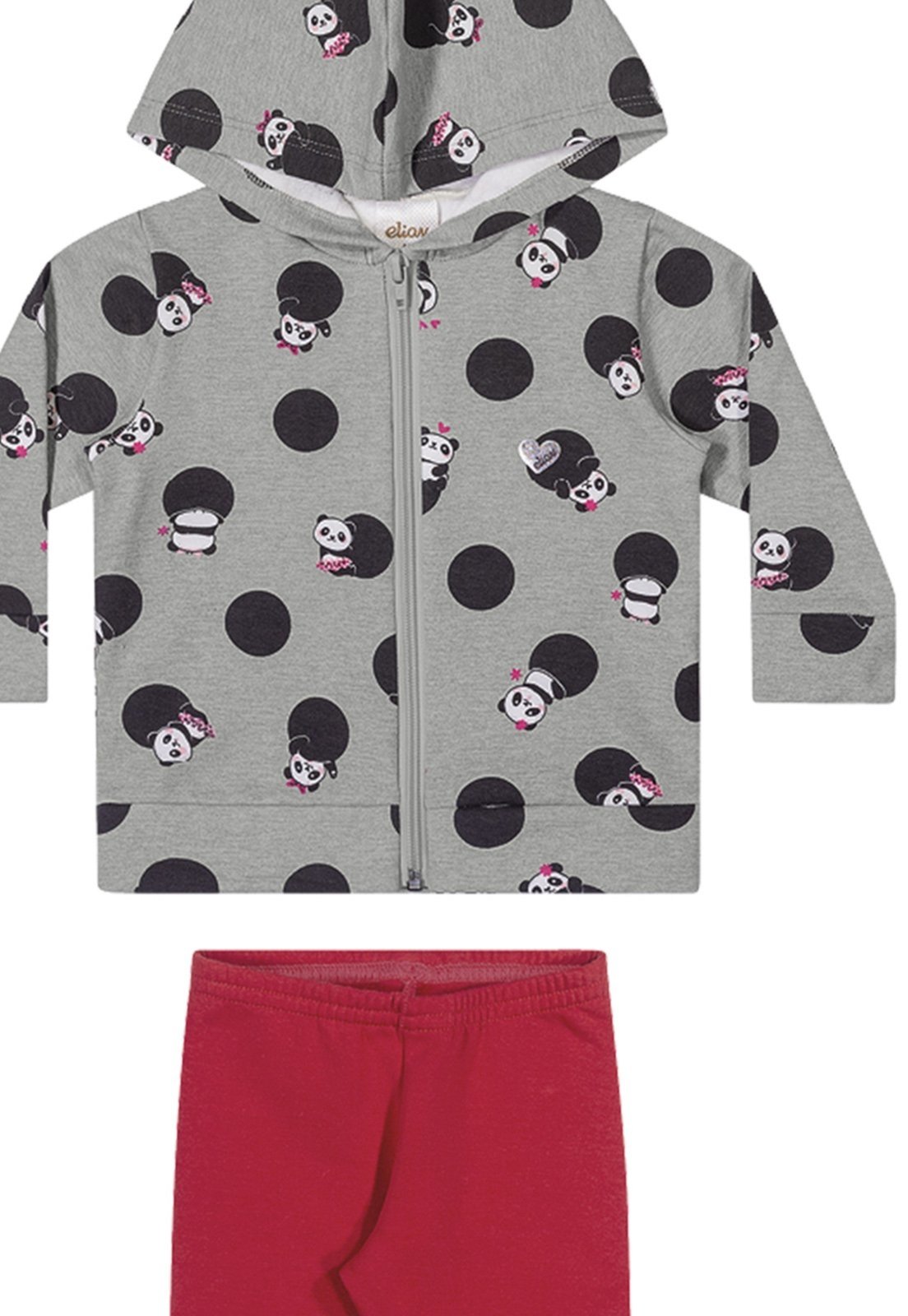 Vista 2 Infantil - Conjunto Jaqueta Legging Molecotton Mescla ELIAN cinza Elian cinza