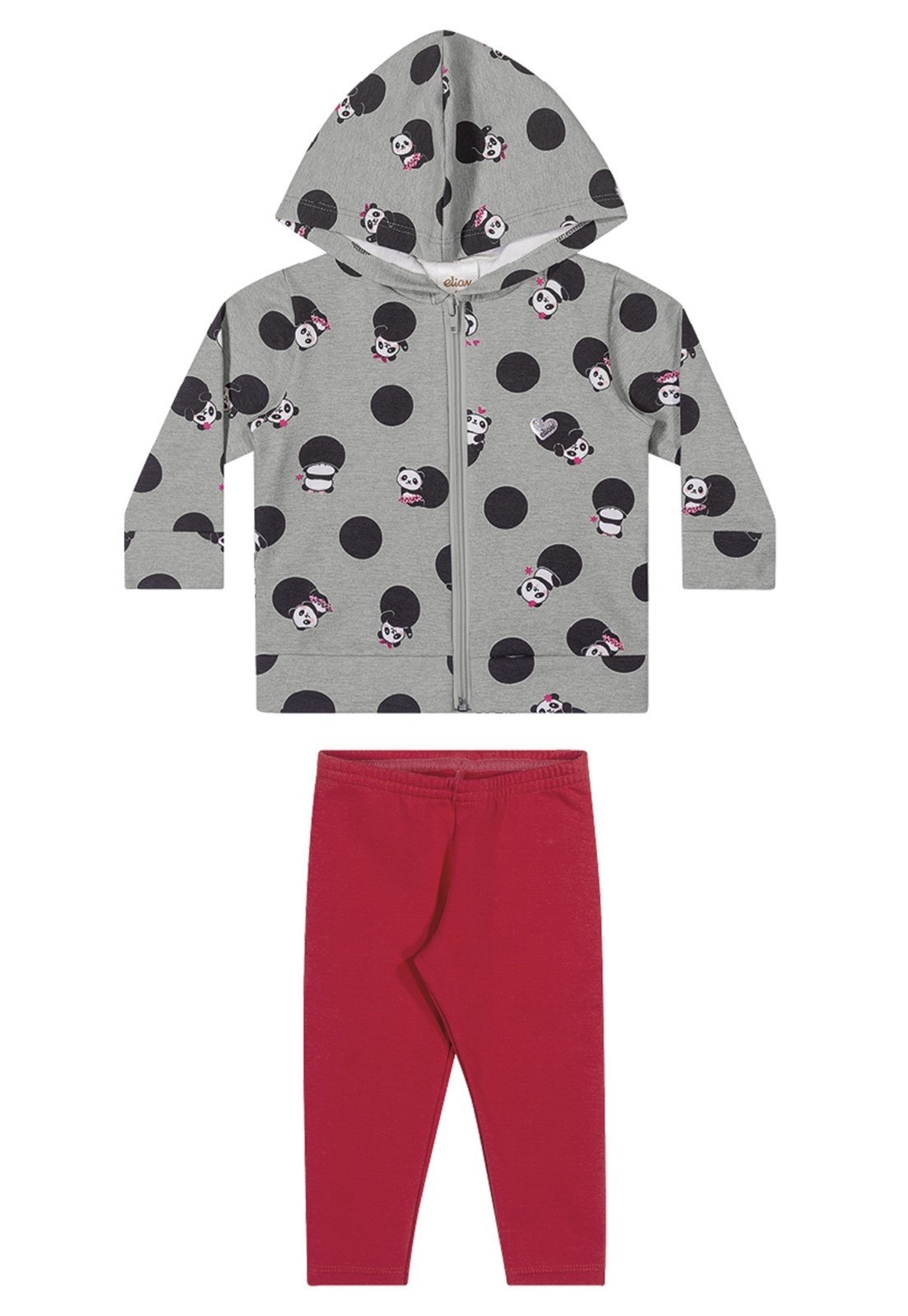 Vista 3 Infantil - Conjunto Jaqueta Legging Molecotton Mescla ELIAN cinza Elian cinza