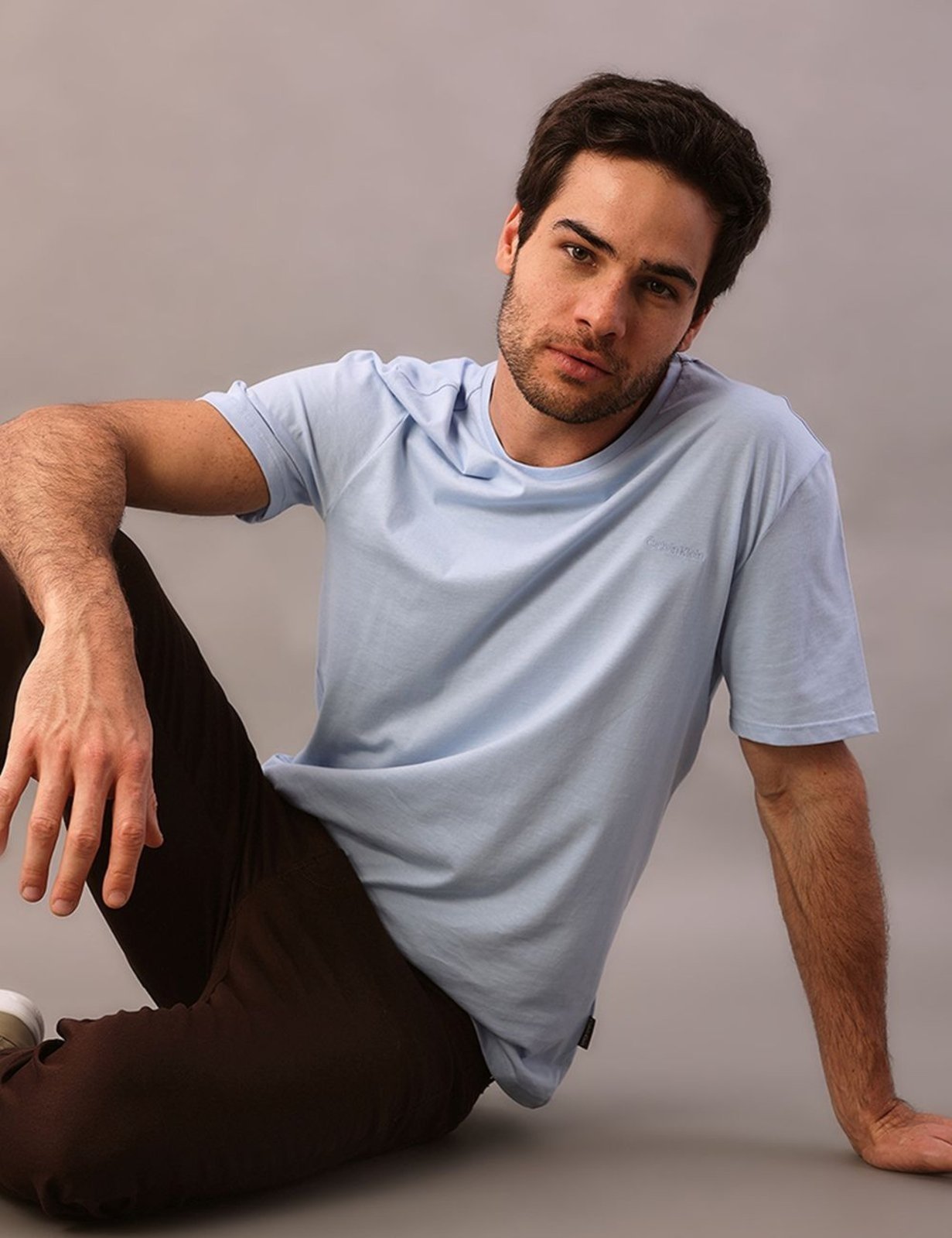 Camiseta Masculina Gola Careca Solid Liquid - Azul CKS Premium Label