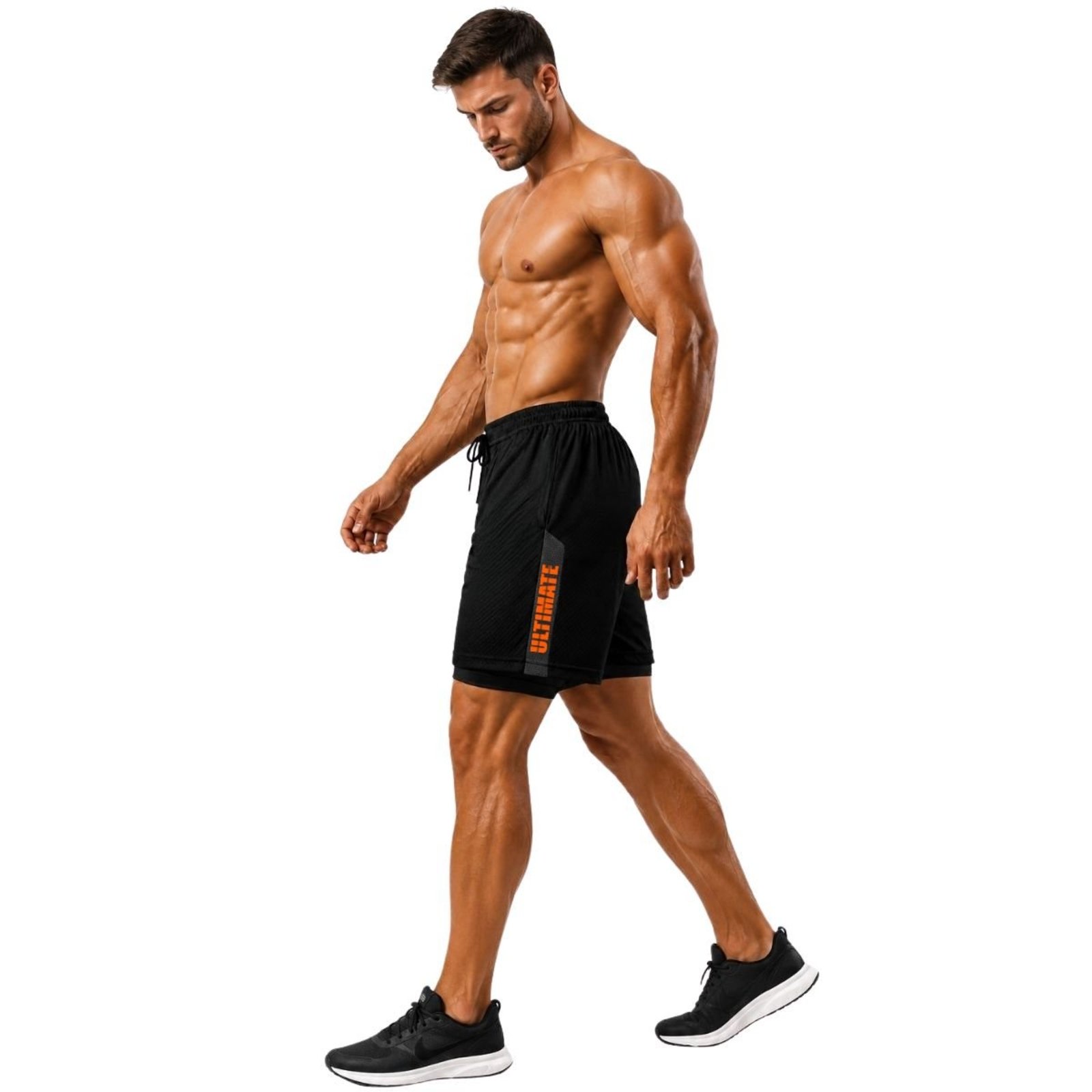 Short Dryfit Masculino 2 em 1 com Short Térmico e Detalhe Lateral