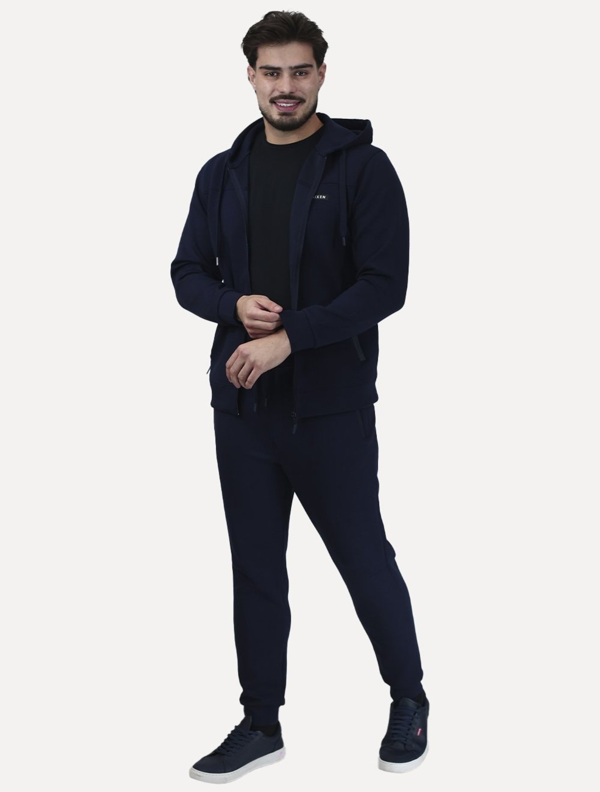 Conjunto Dixen Masculina Agasalho Moletom Jaqueta com Zíper Frontal Azul Marinho