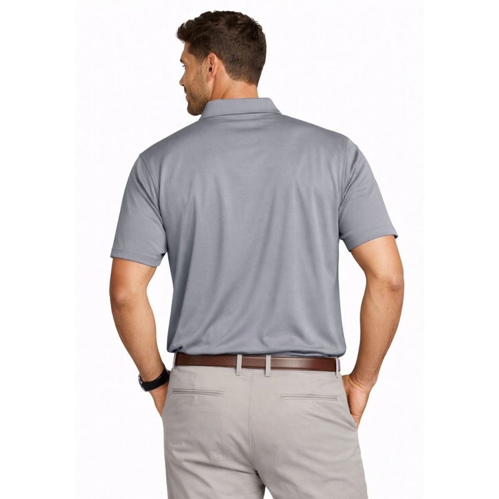 Camisa Polo Masculina Poliamida Elastano Premium Cinza
