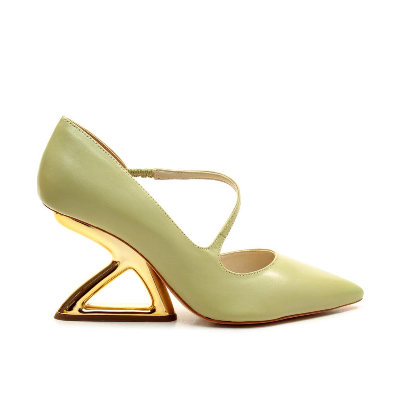 Scarpin Couro Verde Salto Alto Vazado Cecconello 2373009-9