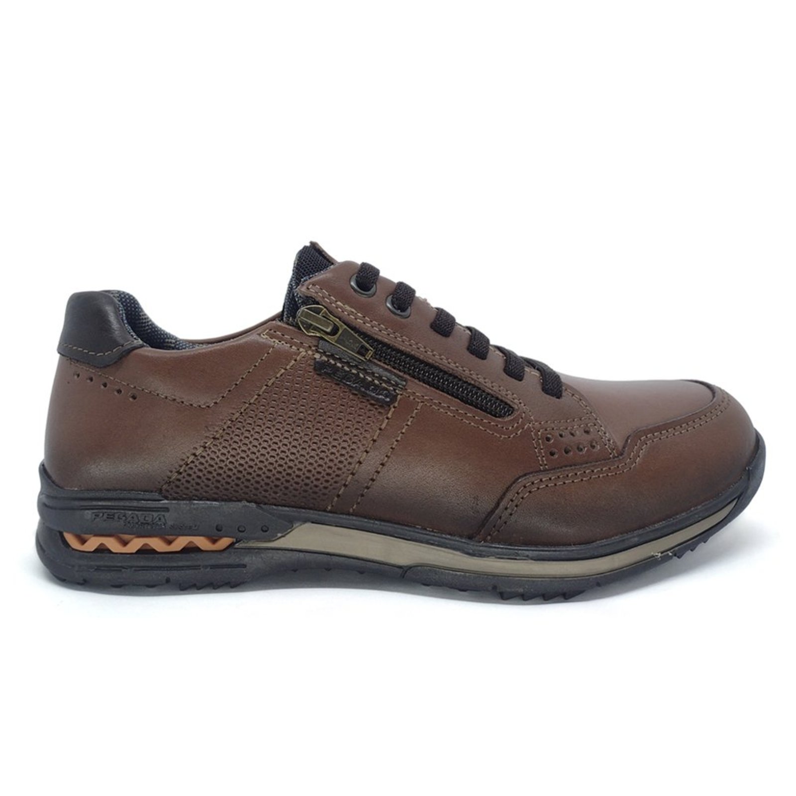 Sapatênis Pegada Masculino Couro Amortech com Zíper 114861 Pinhão