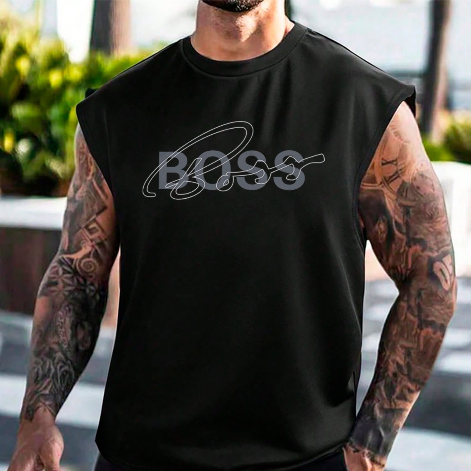 Camiseta Regata Machão Boss Signature Streetwear Urban Style Trend Preto