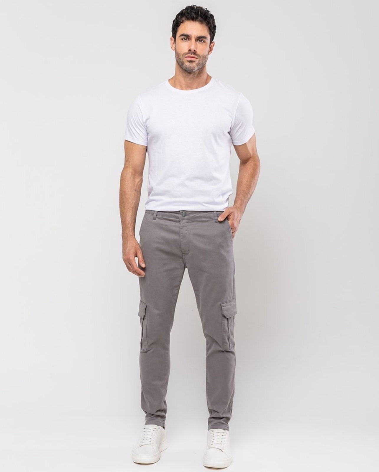 Calça Sarja Cargo Masculina Premium Cargo 24634 Cinza Consciência