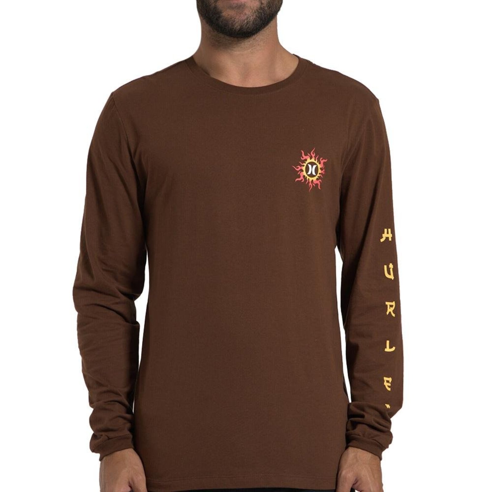 Camiseta Hurley Manga Longa Dragon Masculina Marrom
