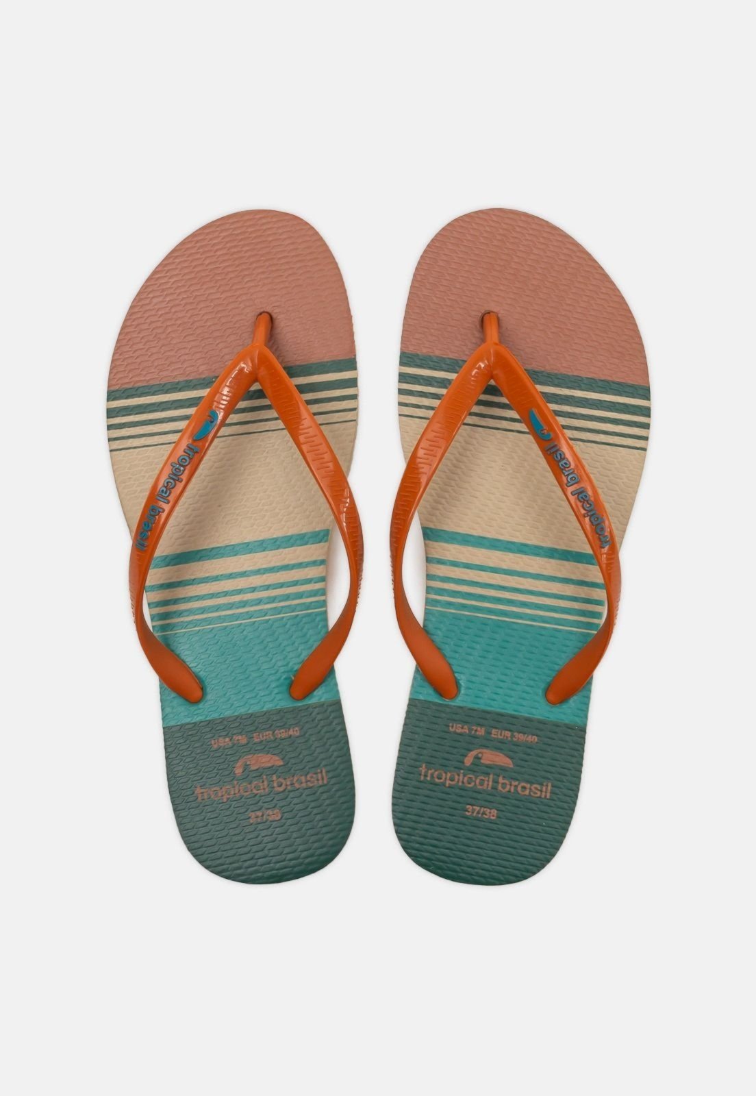 Chinelo Tropical Brasil Estampado Slim Ocre com Areia