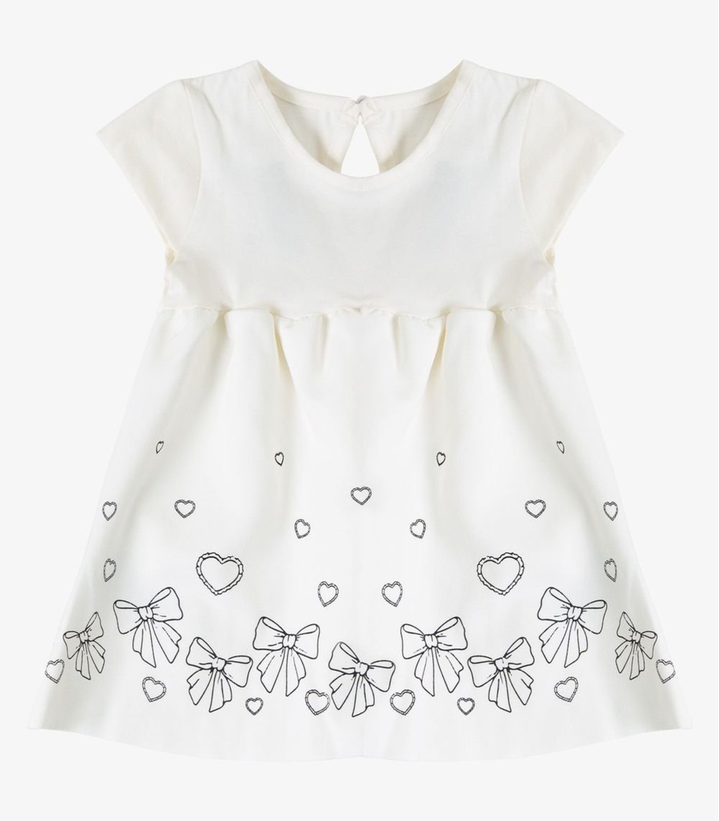 Vista 3 Infantil - Vestido Manga Curta Em Cotton Select bege Select bege
