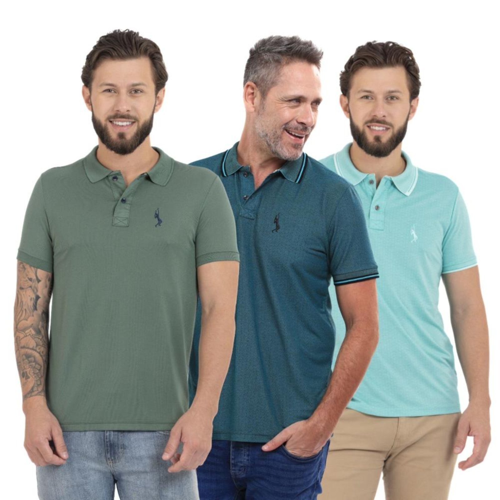 Kit 3 Camisa Polo Masculina Piquet Casual Trabalho