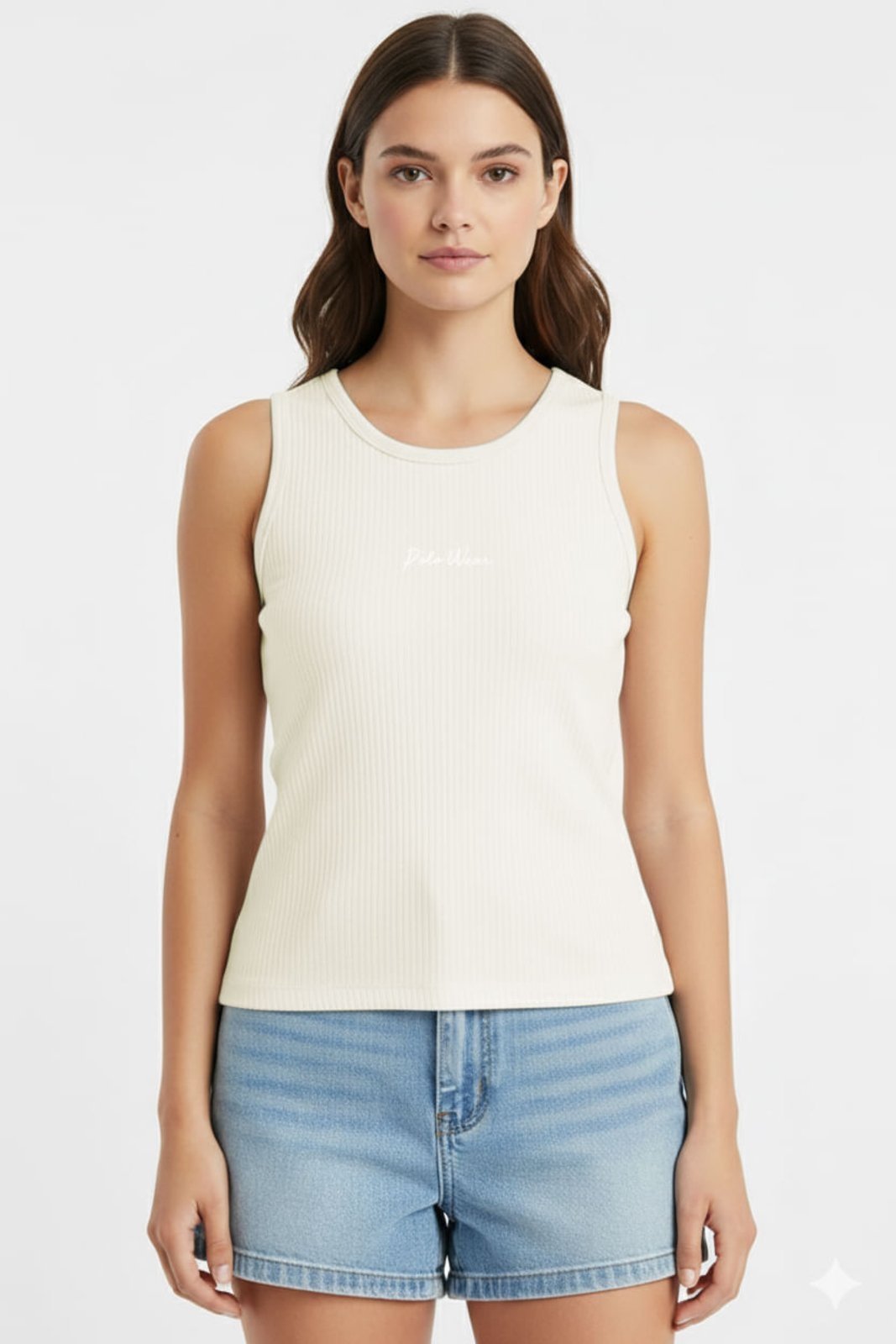 Regata Feminina Ribana Canelada Polo Wear Off White