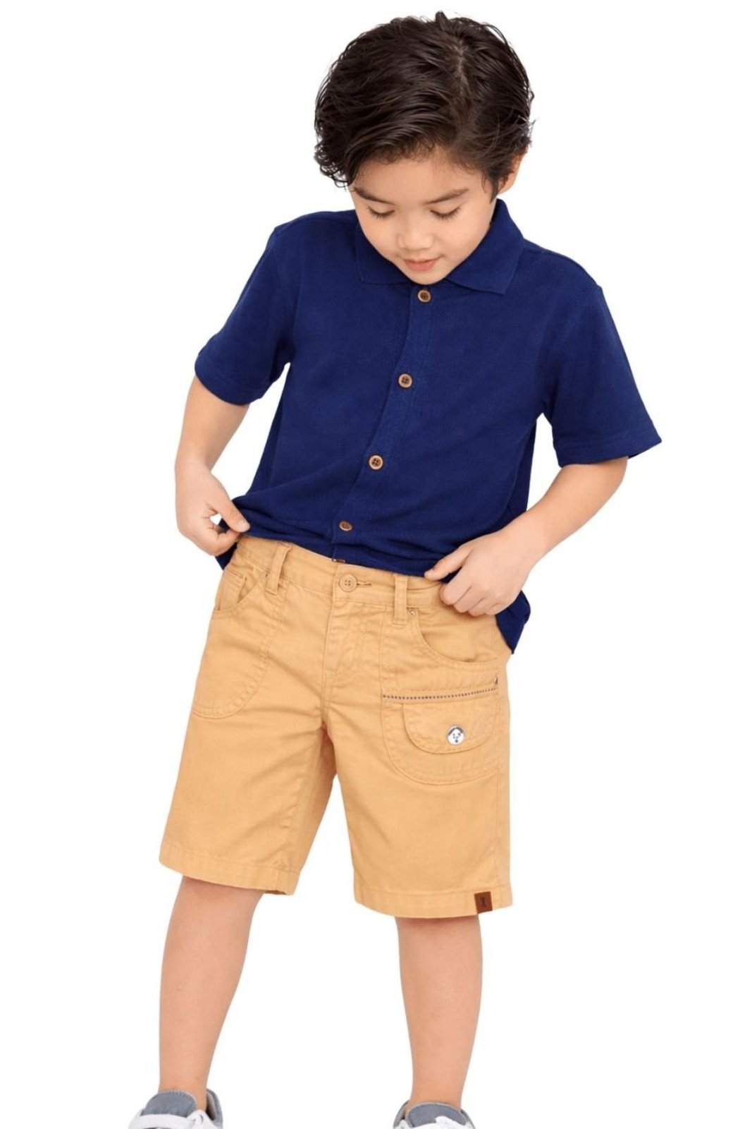 Infantil - Bermuda Sarja Menino Pangeia Alphabeto Caramelo Laranja