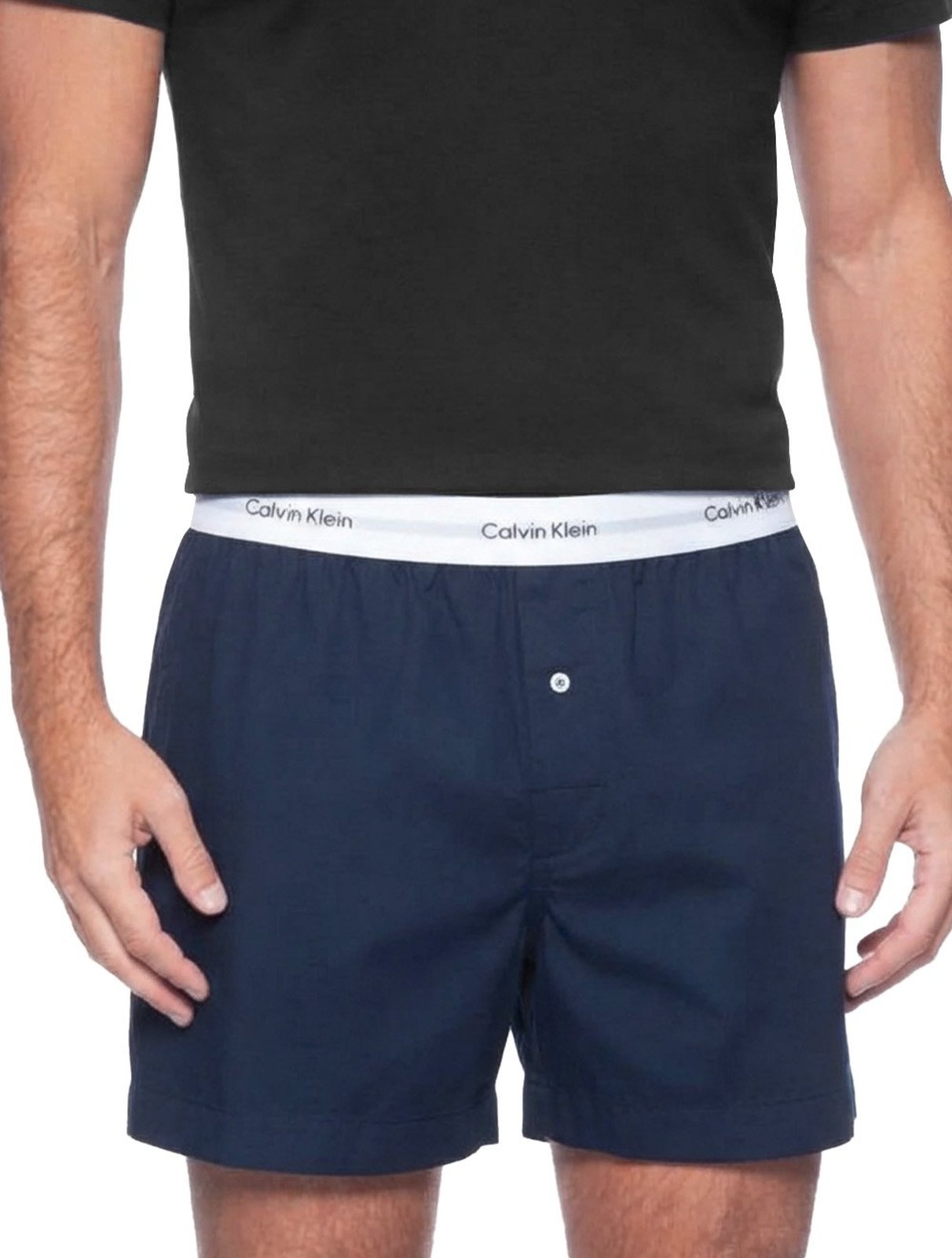 Cueca Calvin Klein Samba Canção New Logo Tricoline Azul Marinho