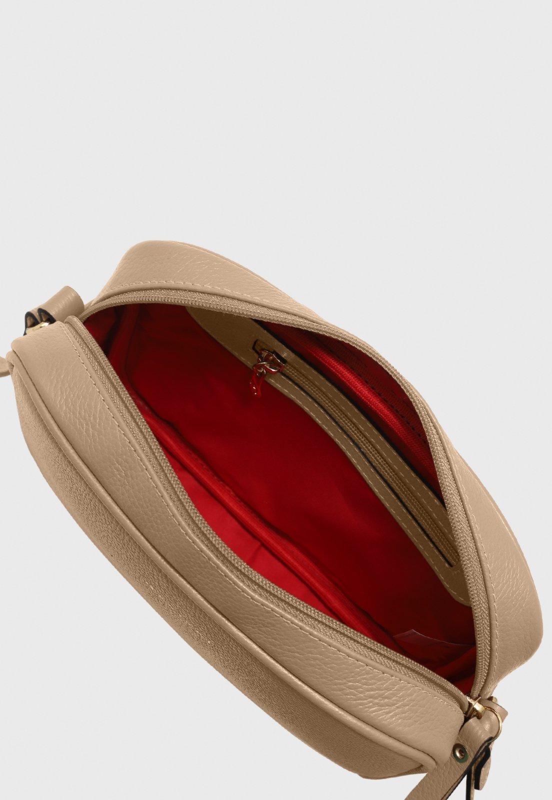 Vista 3 Bolsa Transversal Couro Mariart Jeri Creme bege Mariart bege