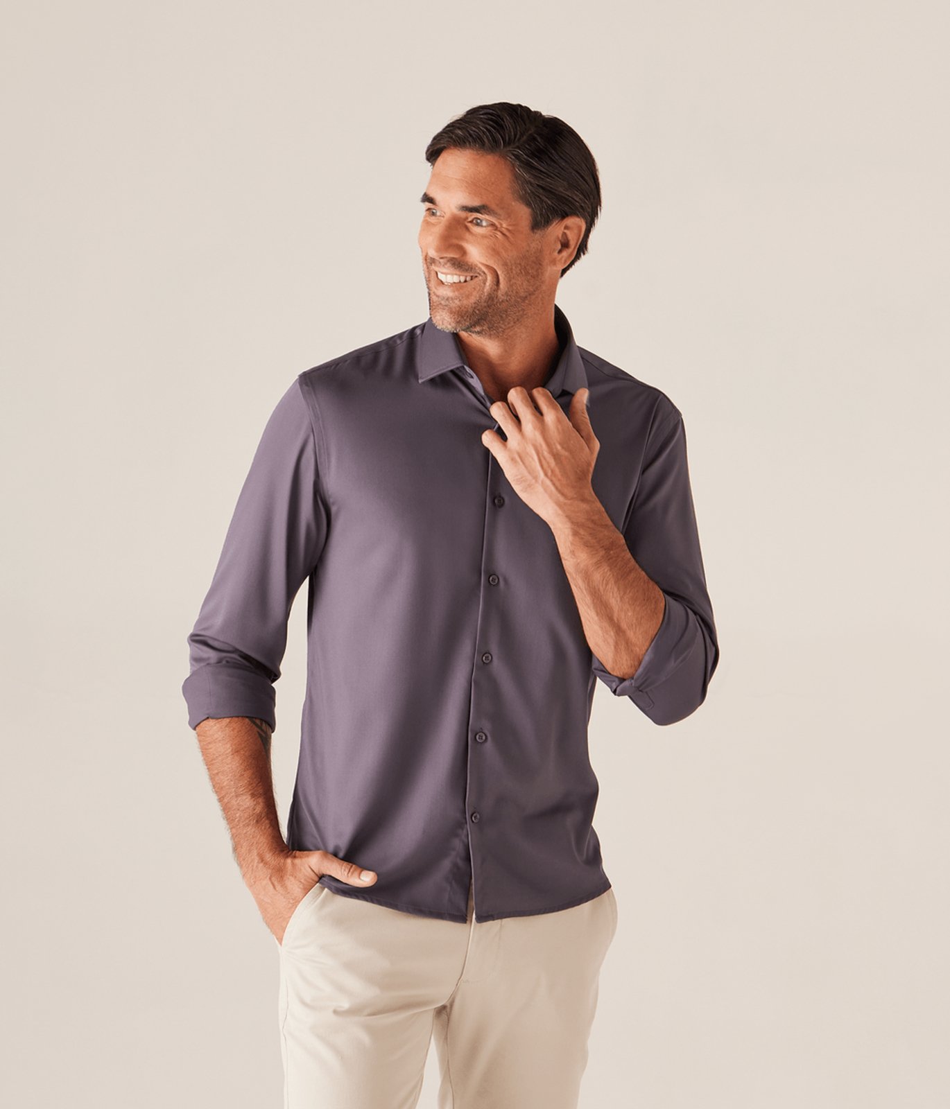 Camisa Bamboo Lisa Masculina Cinza Chumbo