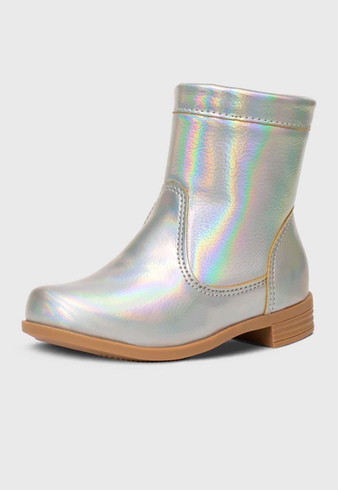 Infantil – Bota Menina Pópidi Cano Curto Prata