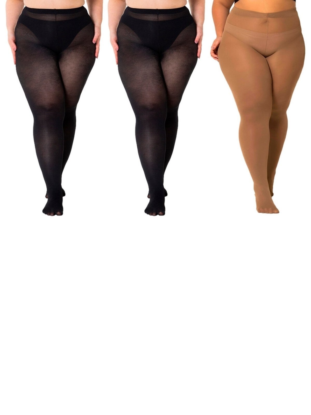 Kit com 3 Meias Calças Fio 80 Opaca Trifil 6100 Plus Size Preto