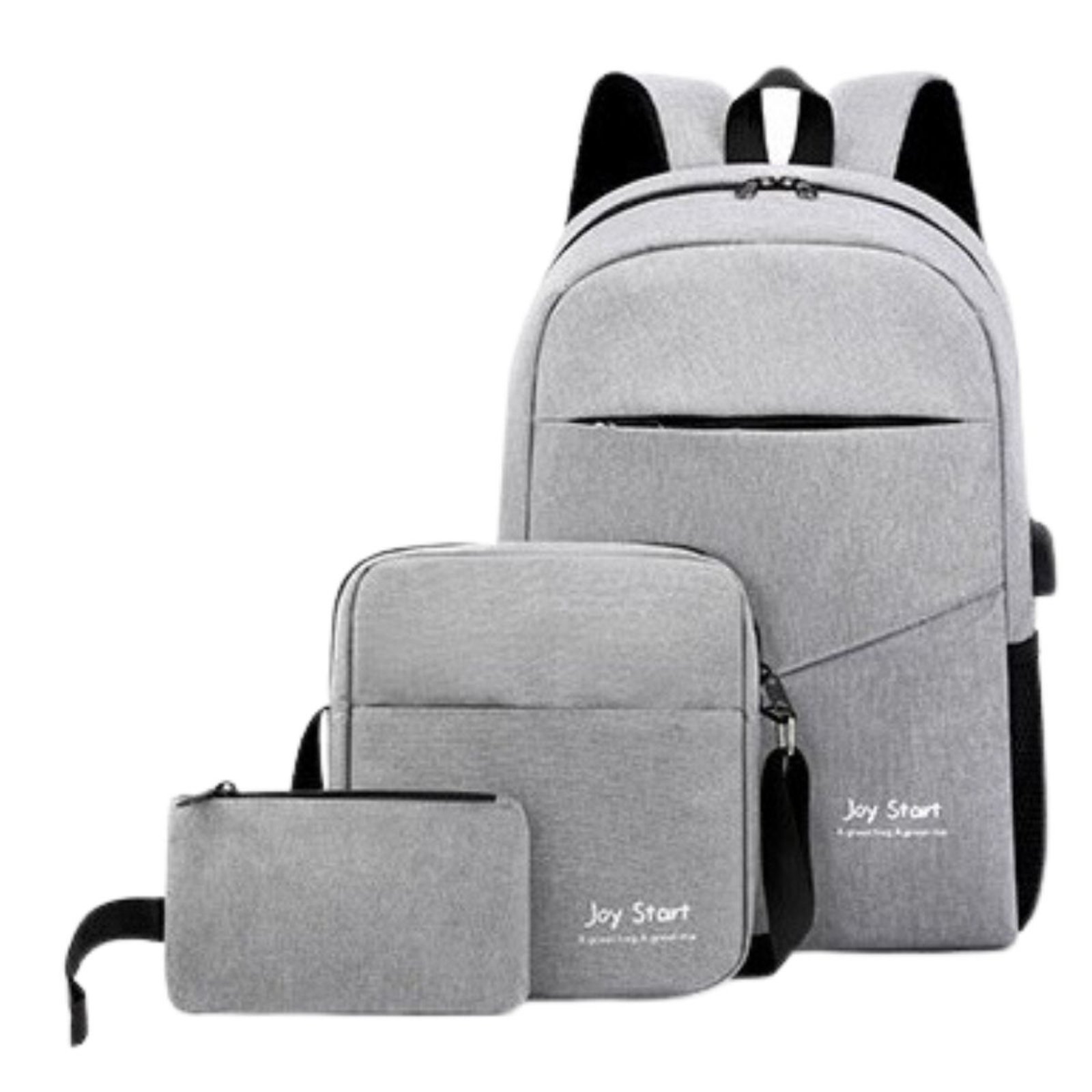 Kit Mochila Masculina Escolar Notebook Bolsa Transversal Masculina Necessaire Star Shop Cinza