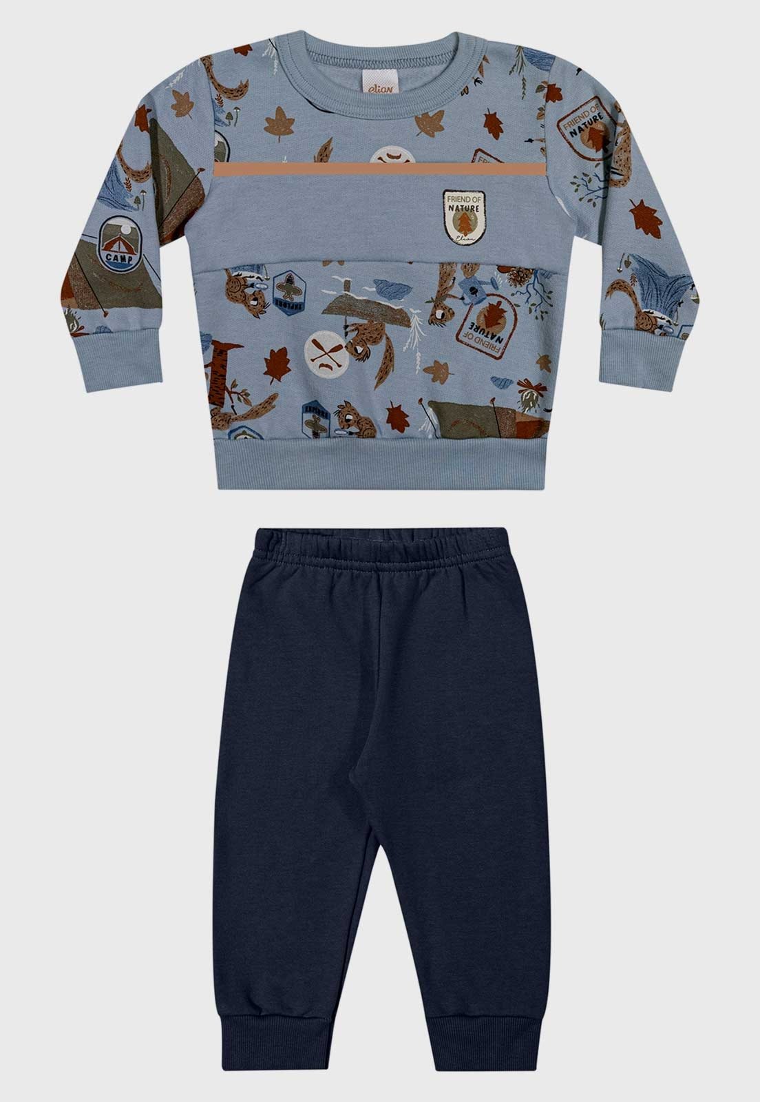 Conjunto Elian Estampa Natureza Azul