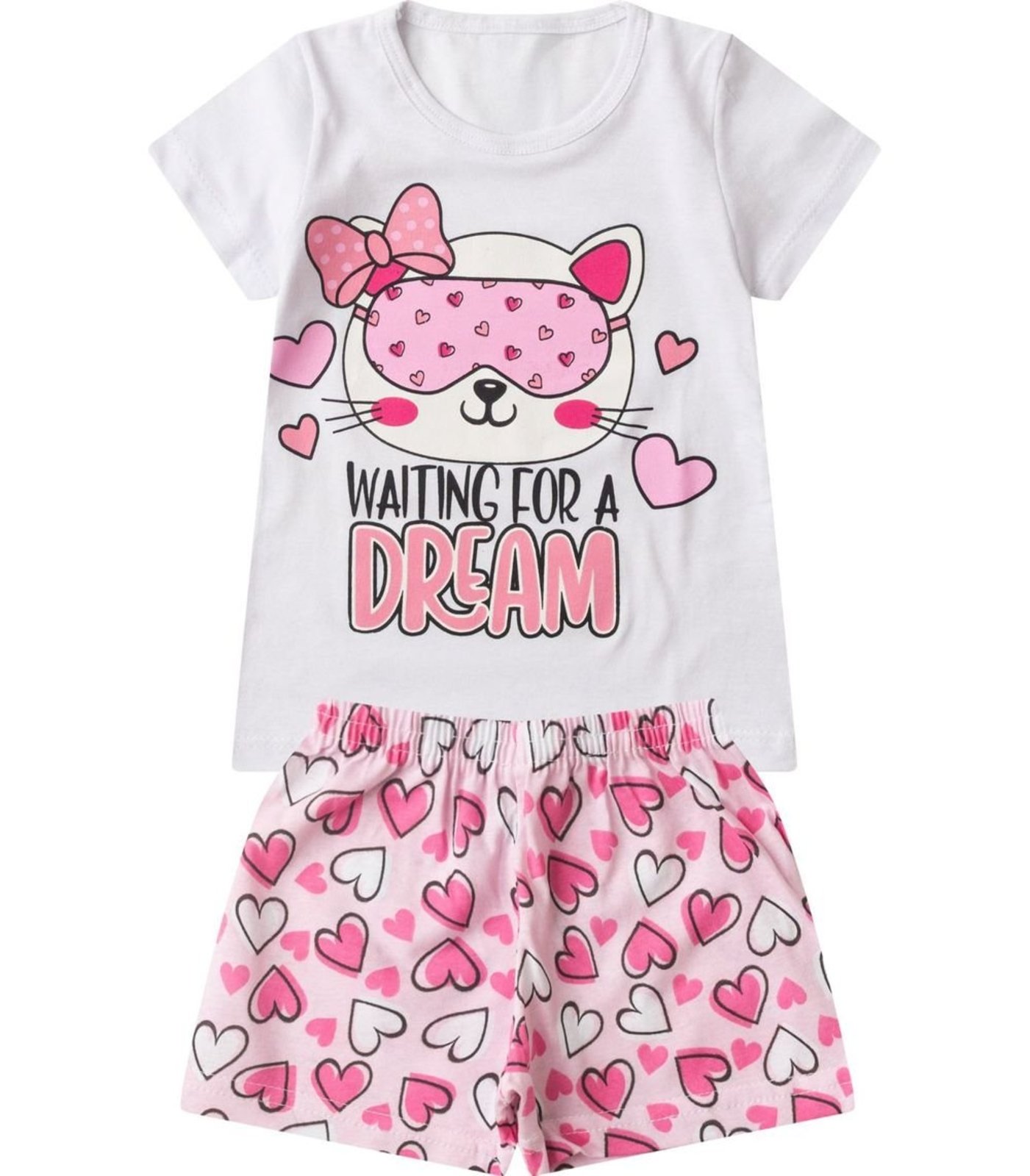 Pijama Verão Menina Brilha no Escuro Kappes Branco