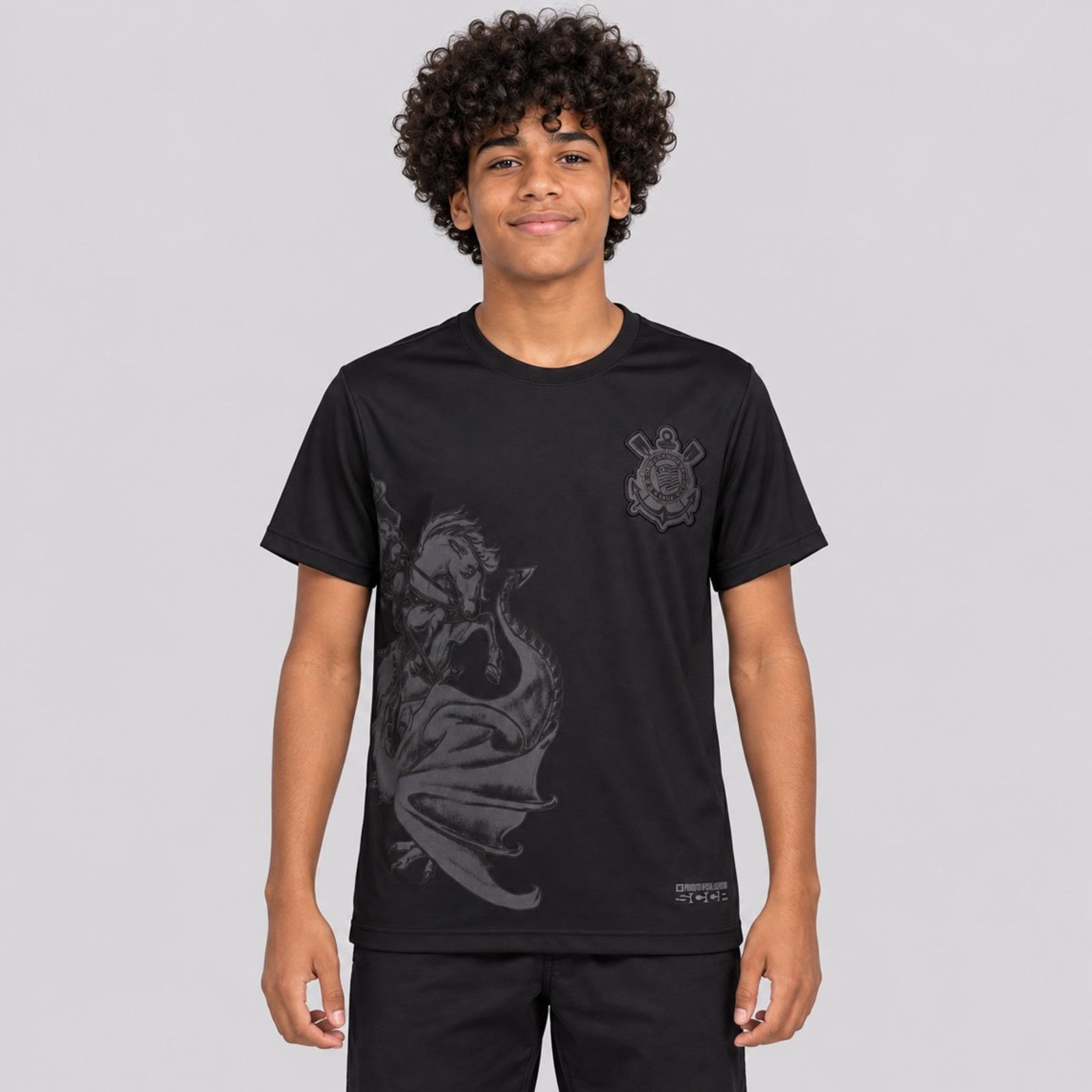 Camisa Corinthians São Jorge I Juvenil Preta
