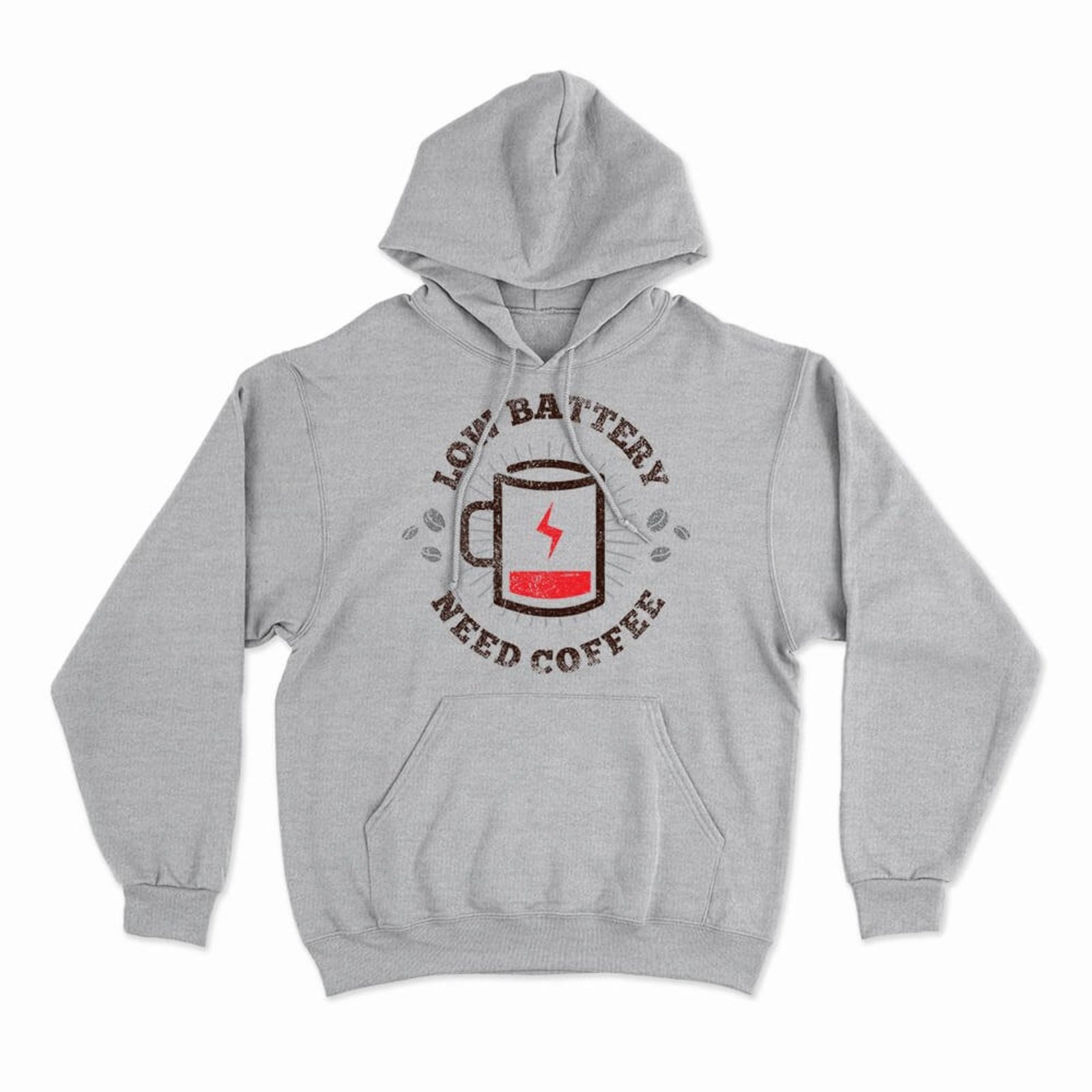 Moletom Com Capuz Coffee Battery - Mescla Cinza - Casual - Studio Geek