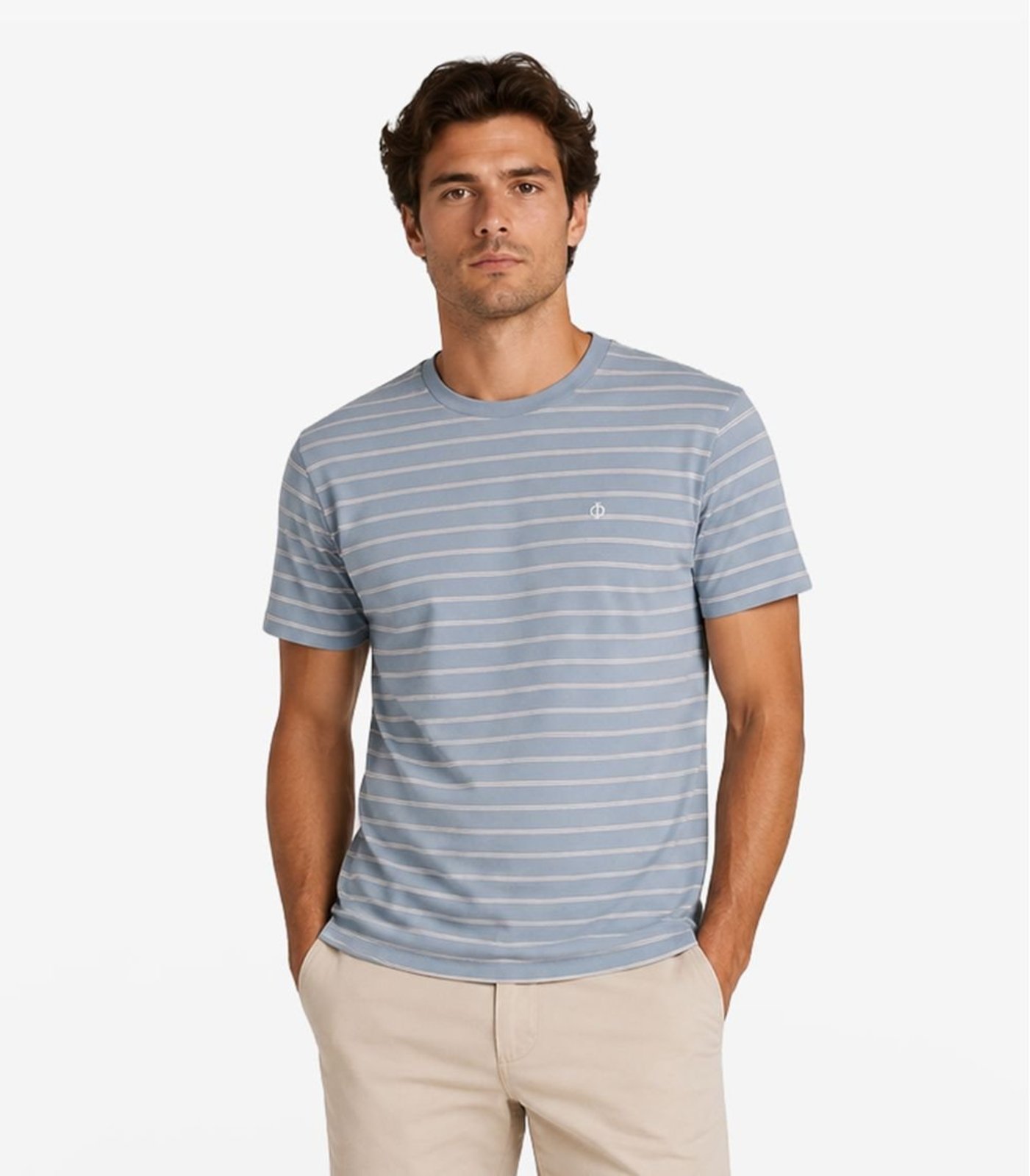 Camiseta Masculina Suedine Listrado Diametro Azul