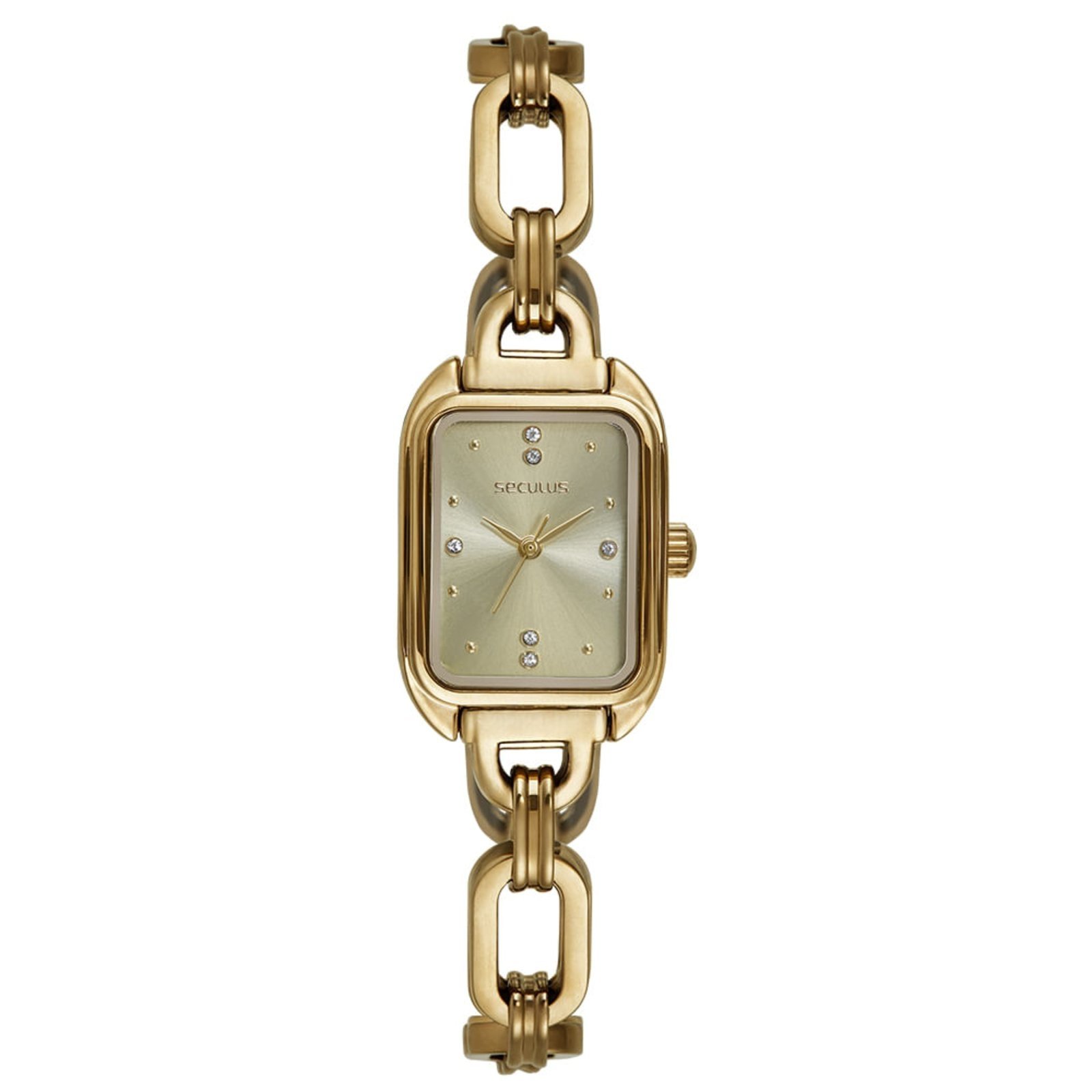 Vista 2 Relógio Feminino Seculus Pulseira em Corrente dourado dourado