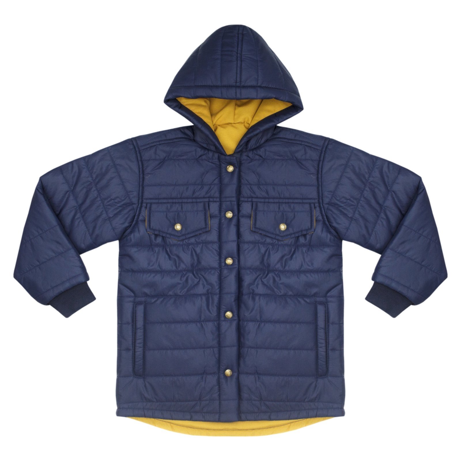 Infantil – Jaqueta Juvenil Look Jeans Puff c/ Capuz Marinho