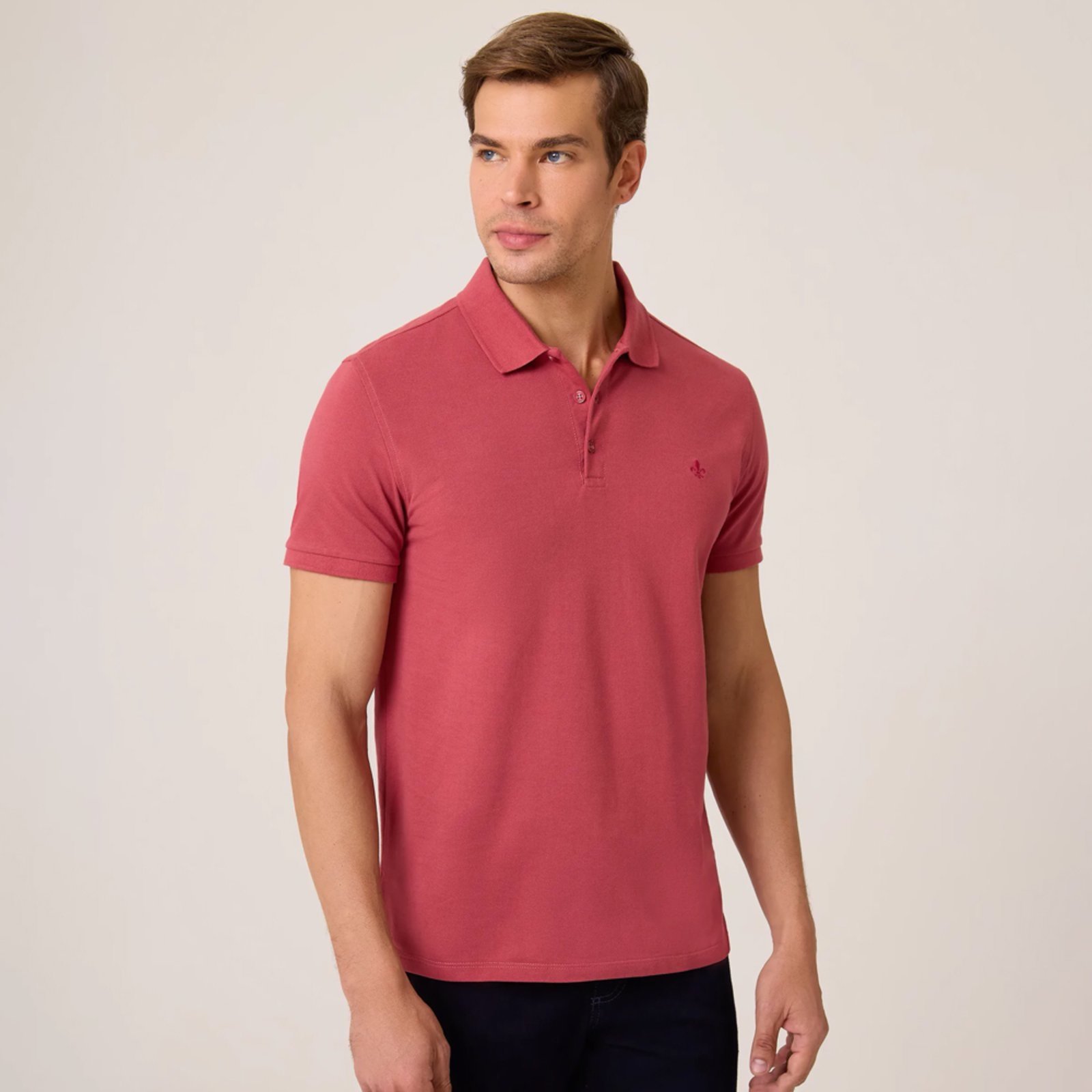 Camisa Polo Dudalina Basic Essential Pr26 Rosa Masculino