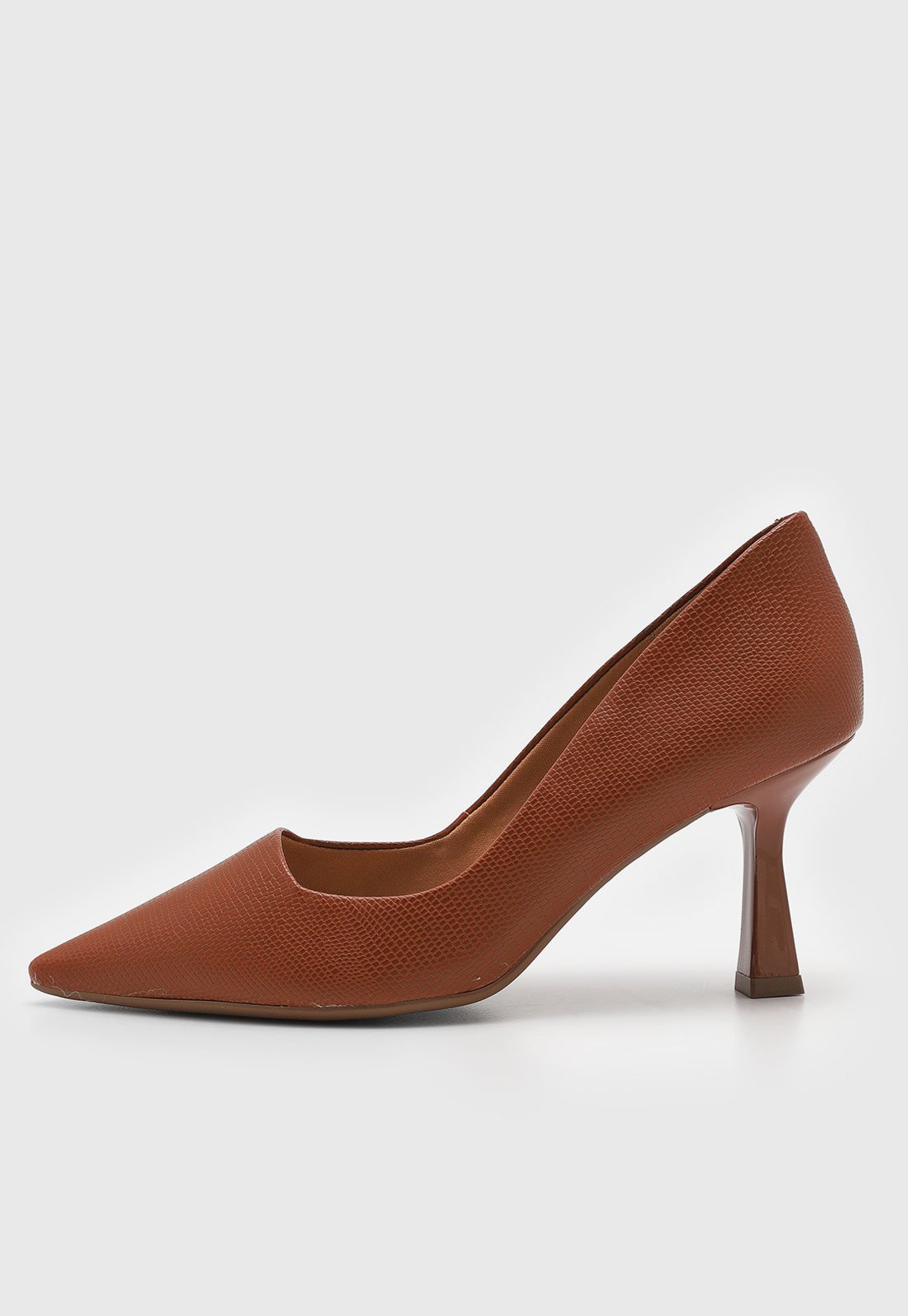 Scarpin Feminino cê Salto Médio Texturizado Marrom