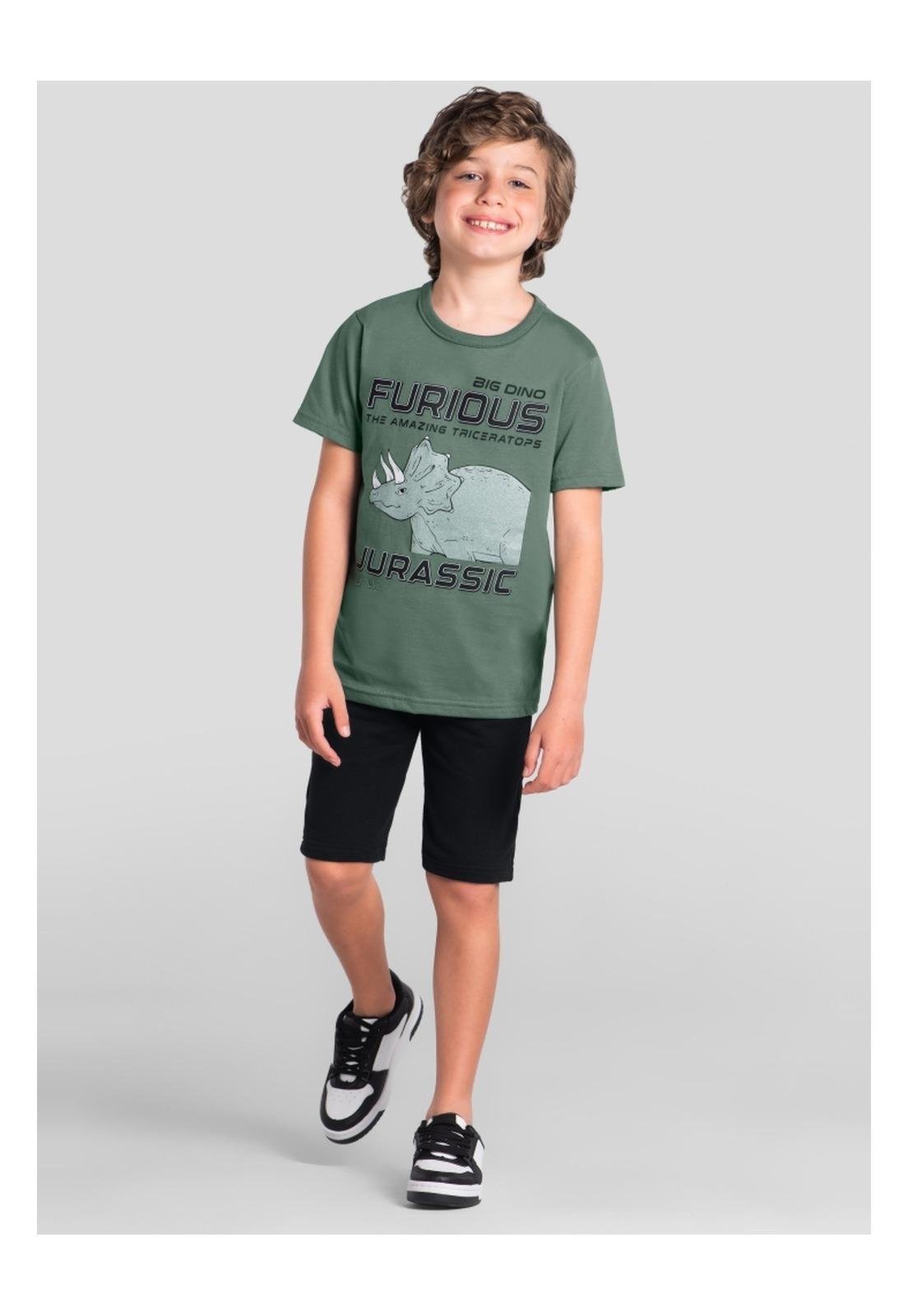 Infantil - Conjunto Bermuda Dino Menino Brandili 4 Verde