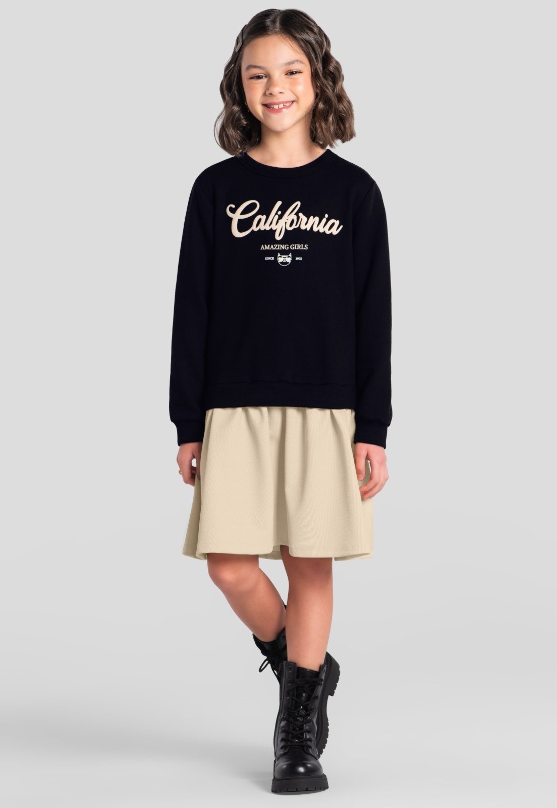 Infantil - Vestido menina em moletinho Brandili