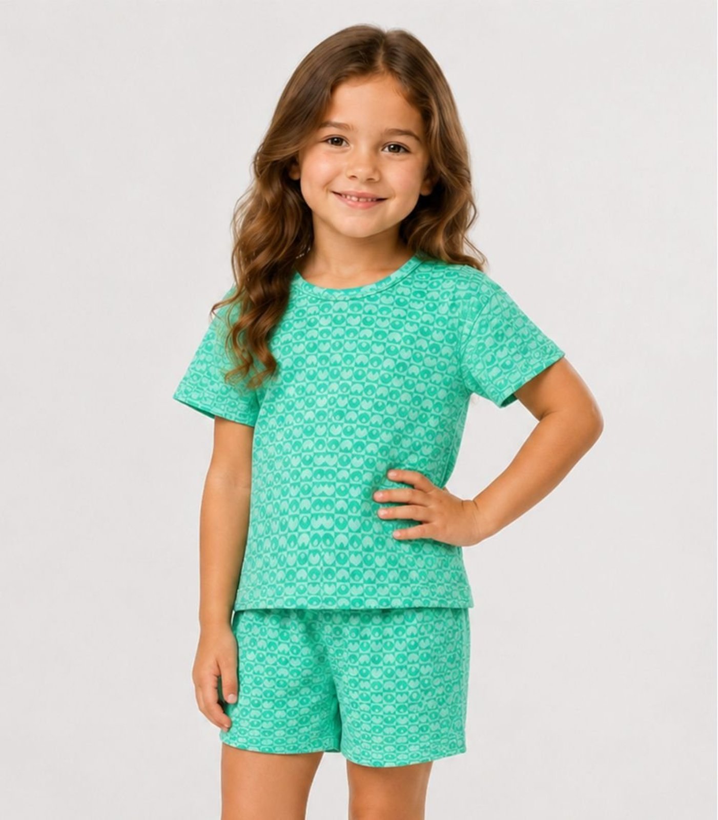 Infantil - Conjunto Menina Blusa Com Short Select Verde