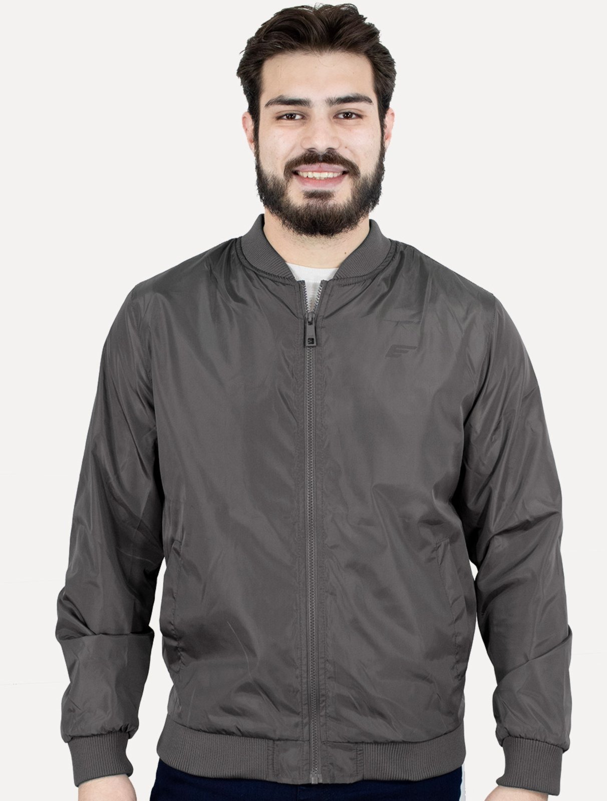 Jaqueta Ellus Masculina Nylon Light Bomber Pocket Grafite