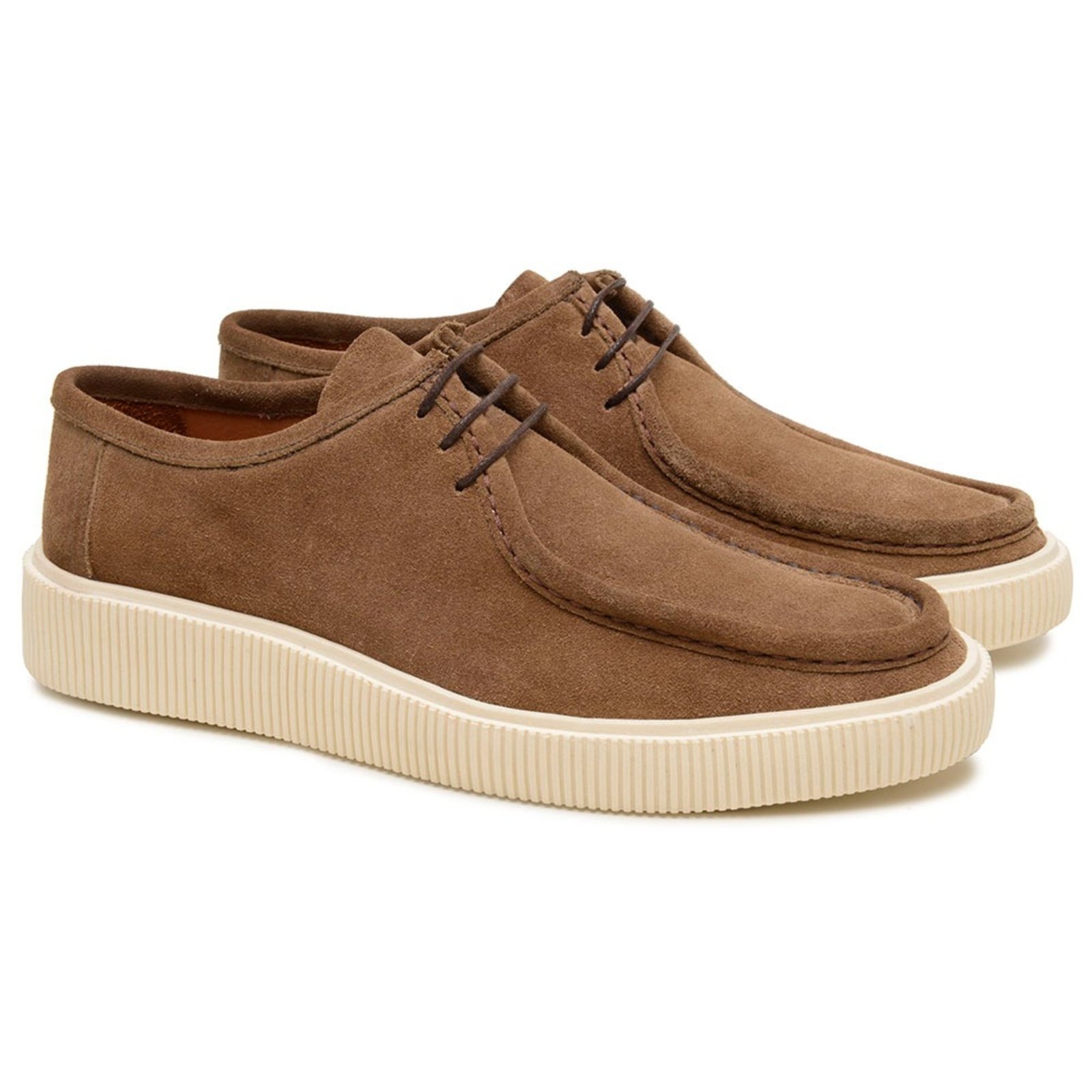 Sapato Masculino Casual Anna Andrade Canadian Camurça Amarrar Mocassim Conforto Taupe