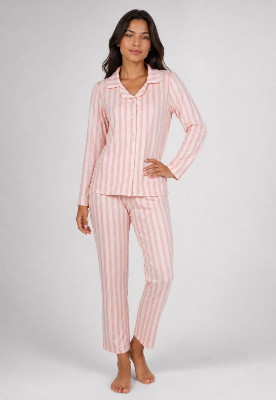 Conjunto Pijama Feminino Malwee Listrado Rosa