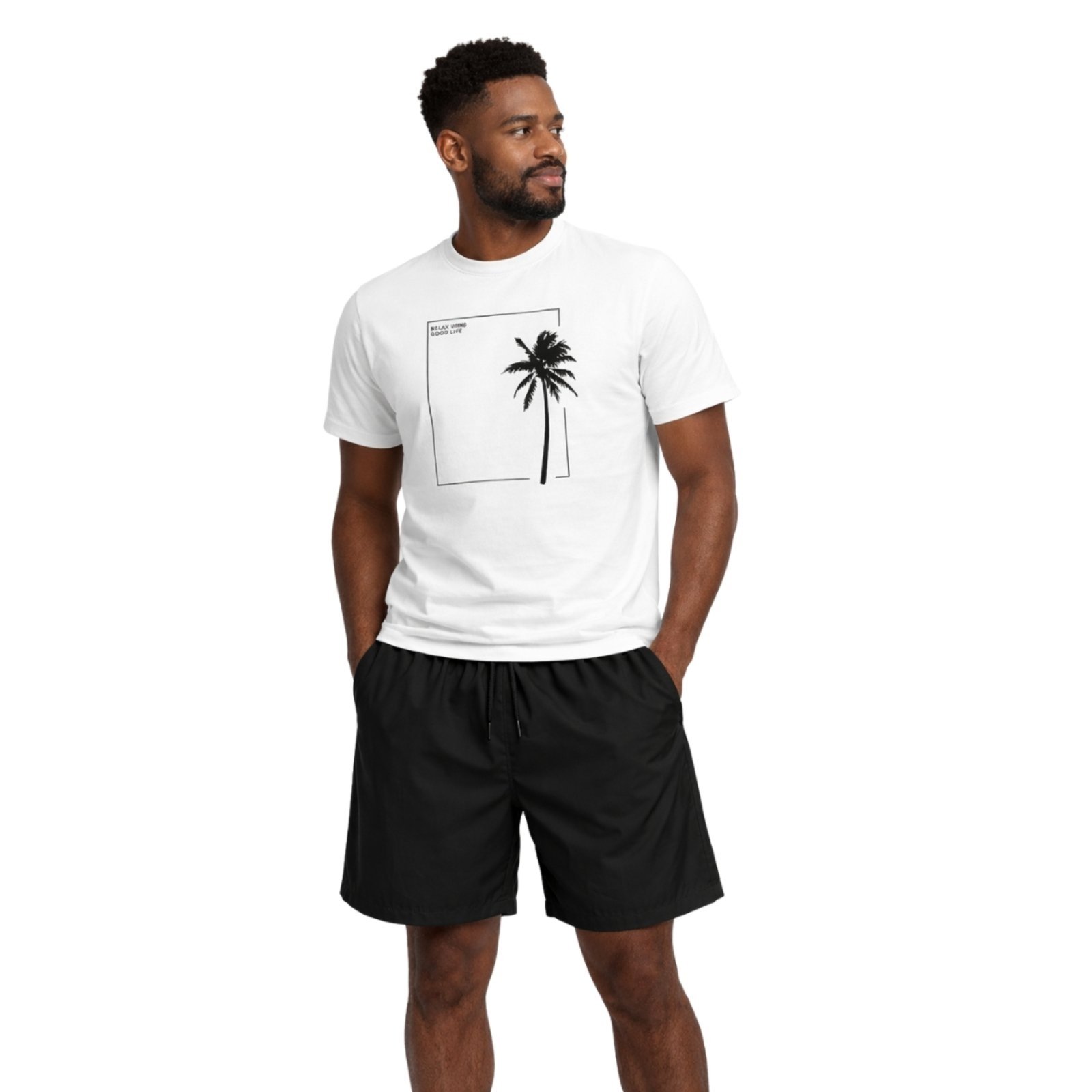 Conjunto Masculino Camiseta Algodão Estampada E Short Tactel Liso