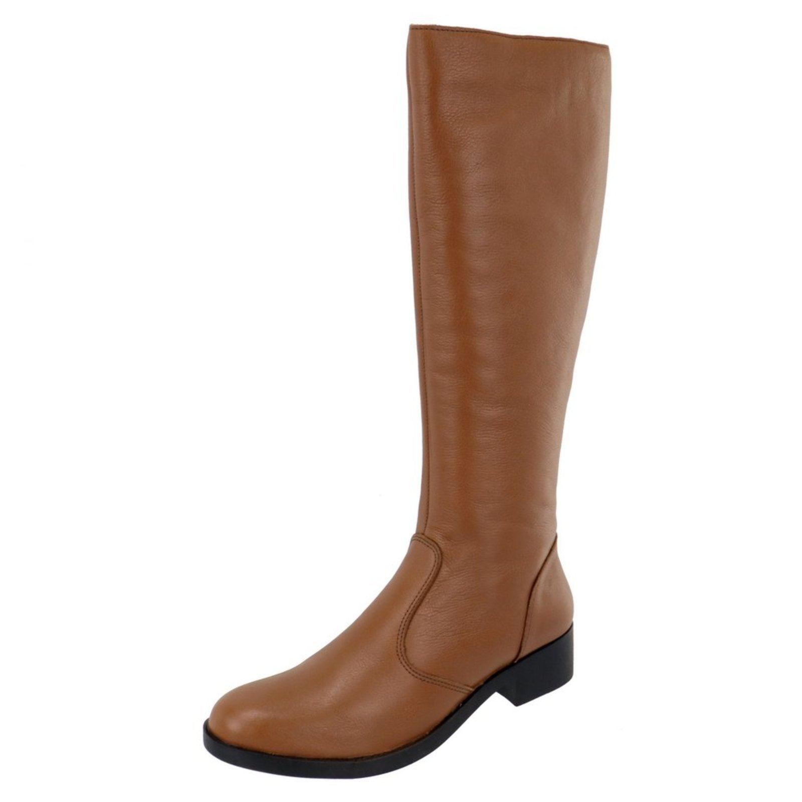 Bota Montaria em Couro Feminina Cano Longo Lisa Conhaque Tellini Store
