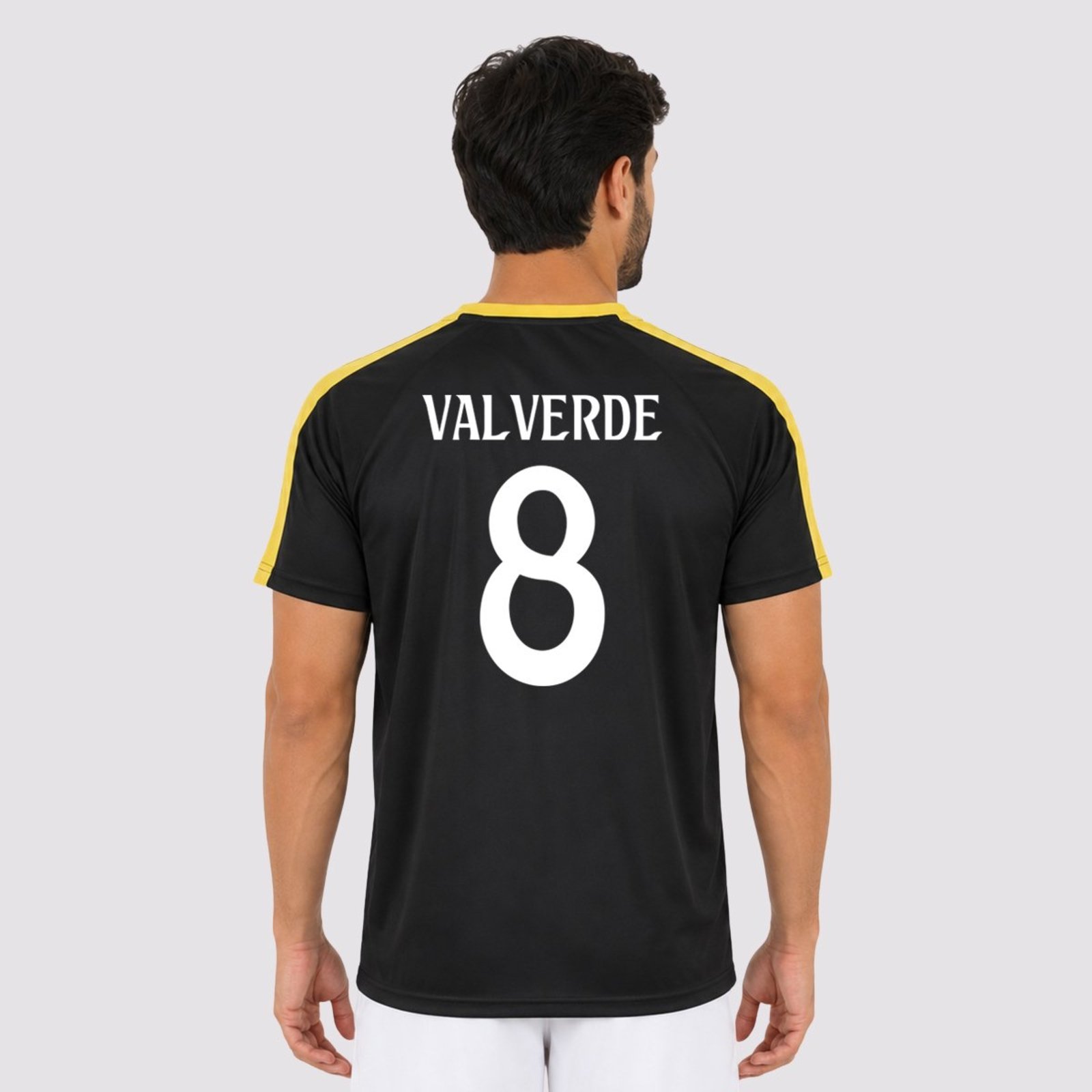 Camisa Real Madrid Campeones Preta 8 Valverde