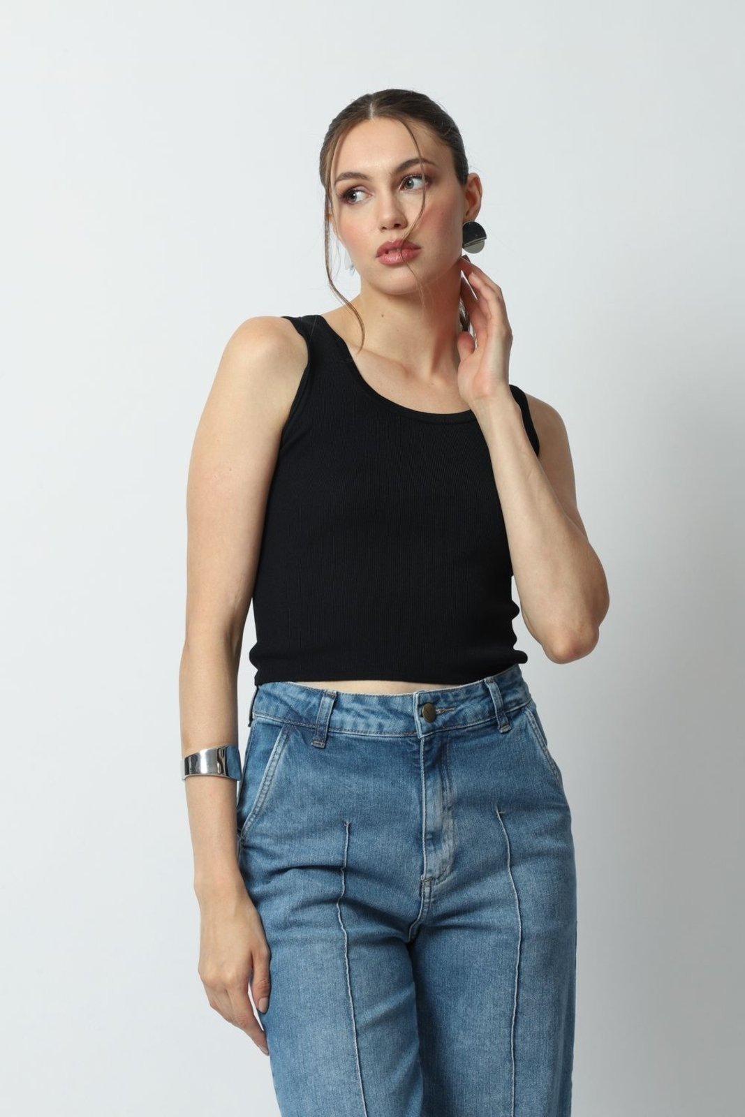 Regata Tricot Cropped Preto M Gazzy