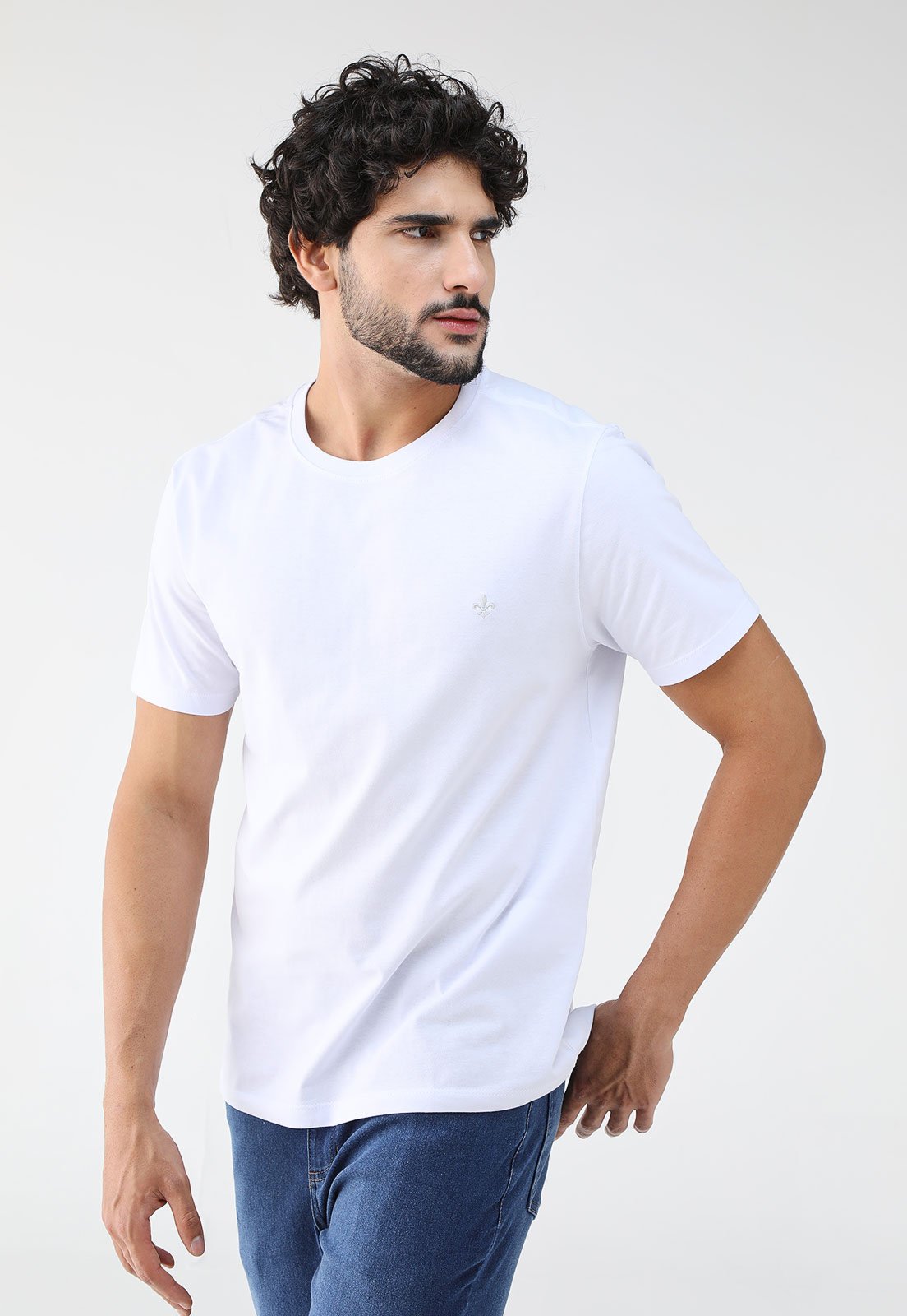 Camiseta Dudalina Reta Logo Bordado Branca